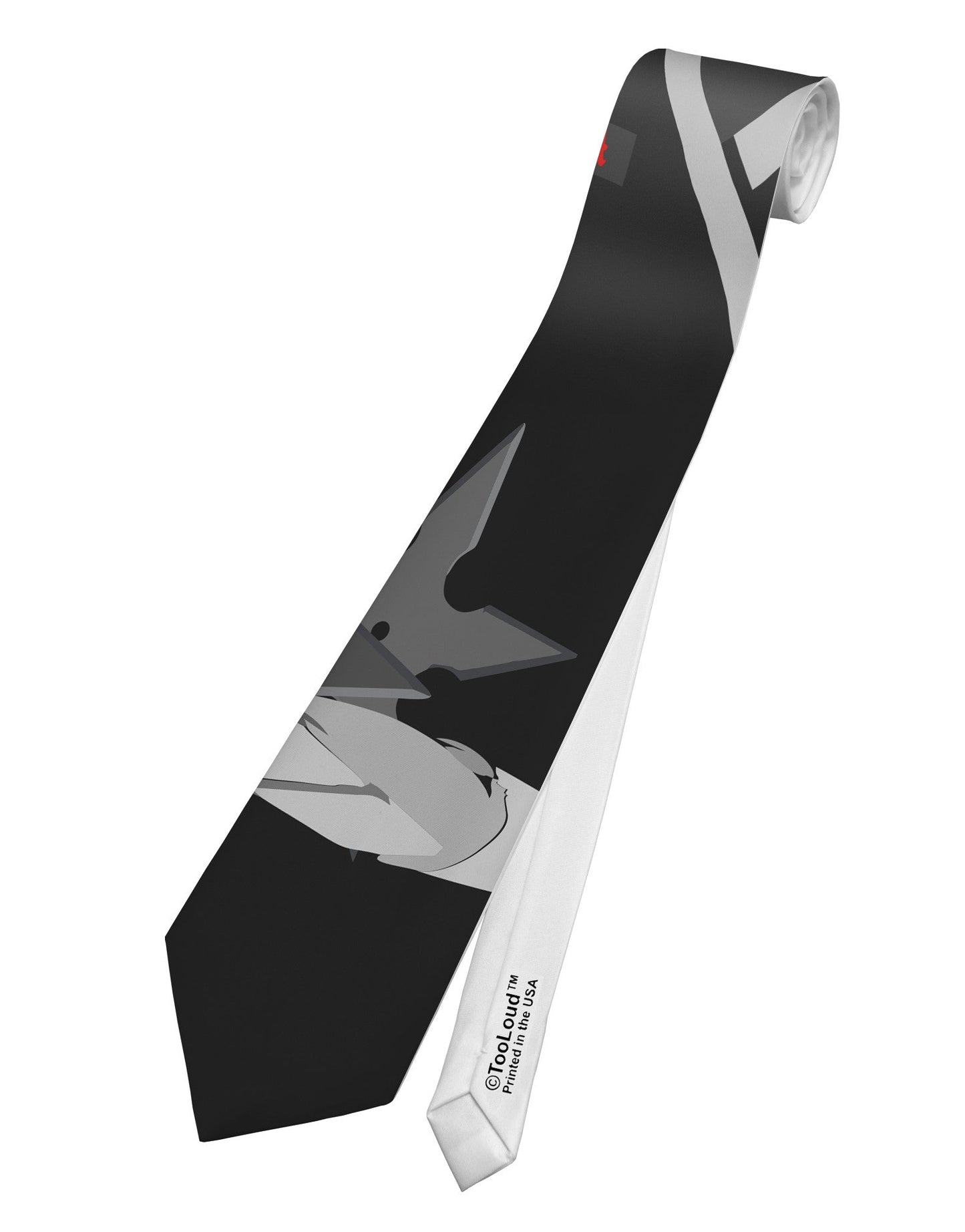Ninja Black AOP Printed White Necktie All Over Print