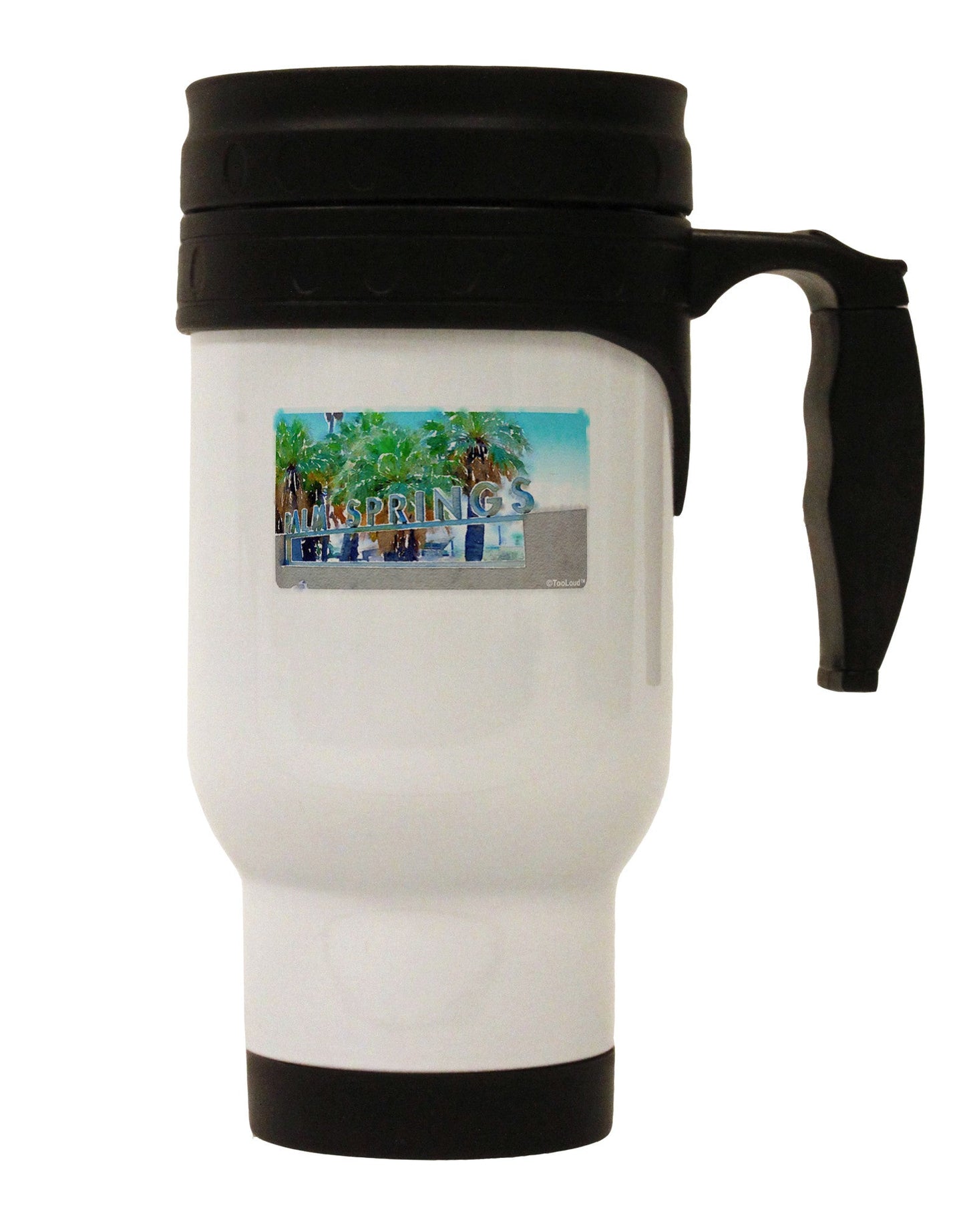 Palm Springs Watercolor Stainless Steel 14oz Travel Mug-Travel Mugs-TooLoud-White-Davson Sales