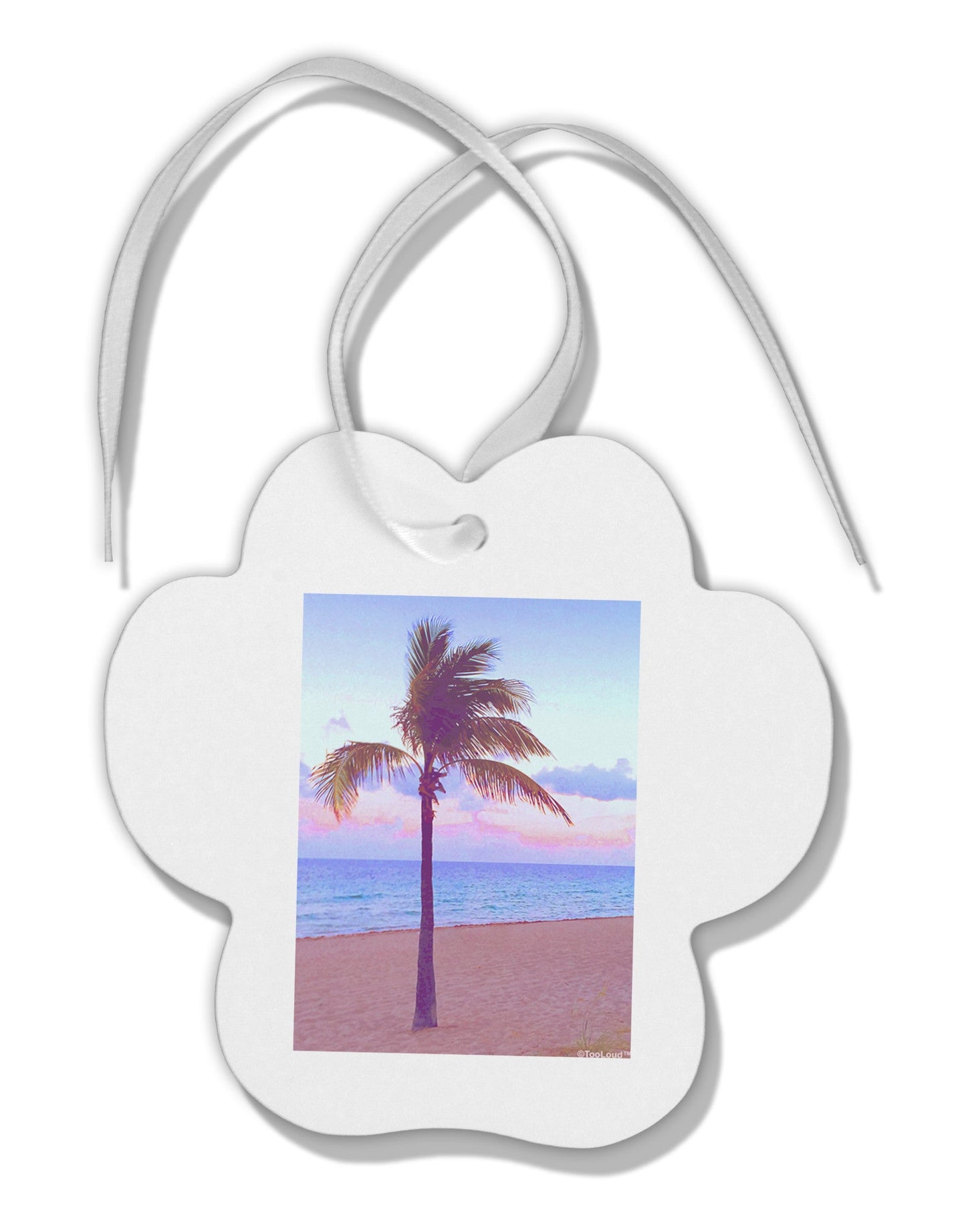 Palm Tree Beach Filter Paw Print Shaped Ornament-Ornament-TooLoud-White-Davson Sales