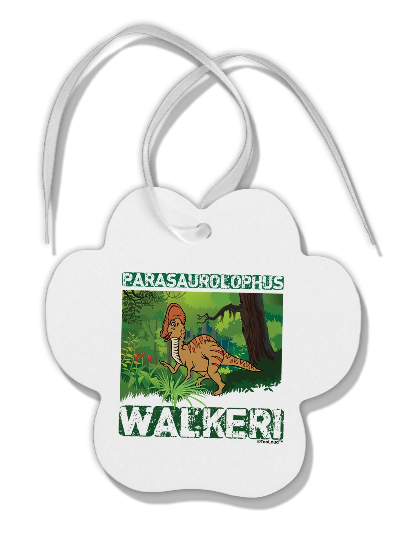 Parasaurolophus Walkeri - With Name Paw Print Shaped Ornament by TooLoud-Ornament-TooLoud-White-Davson Sales