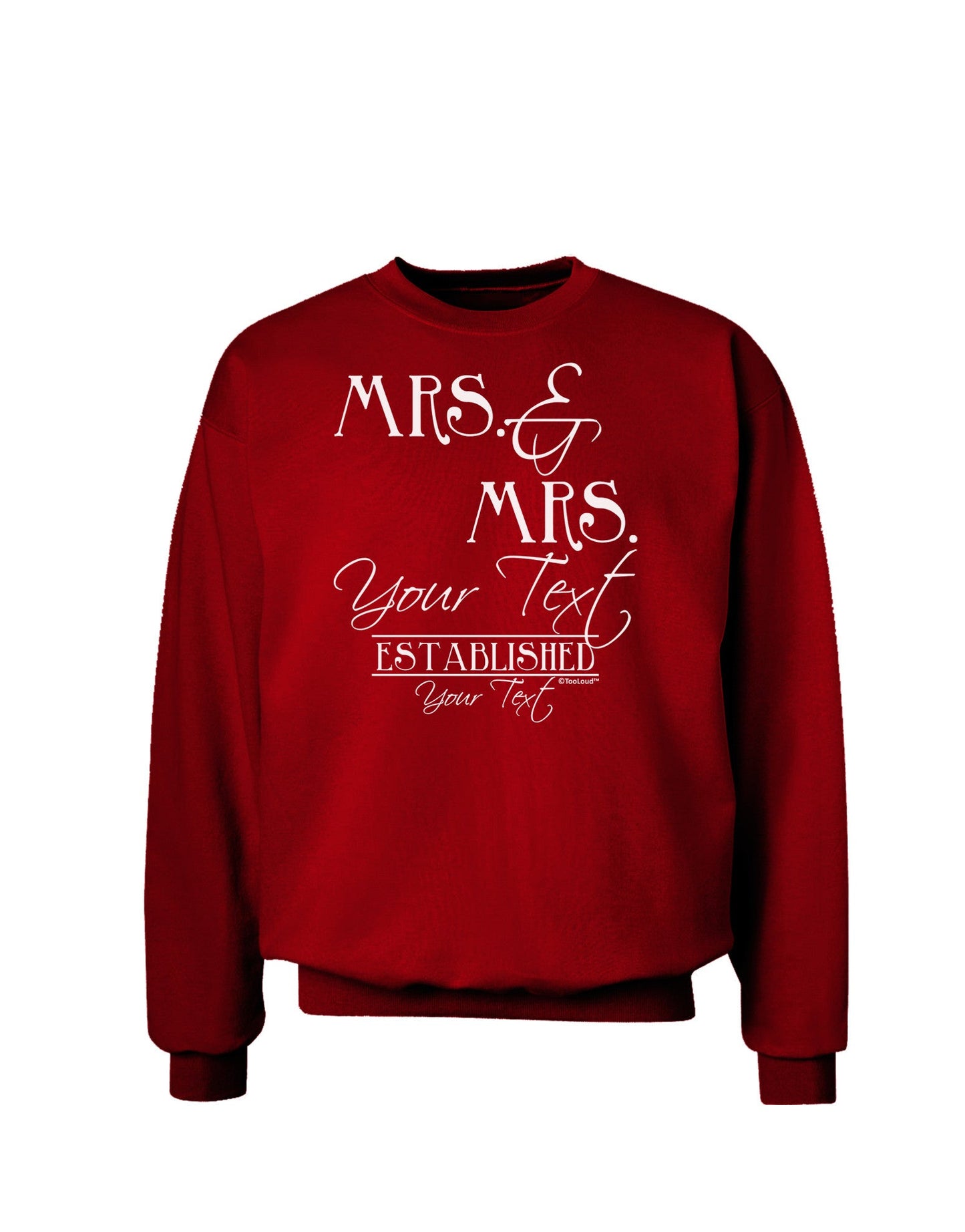 Personalized Mrs and Mrs Lesbian Wedding - Name- Established -Date- Design Adult Dark Sweatshirt-Sweatshirts-TooLoud-Deep-Red-Small-Davson Sales