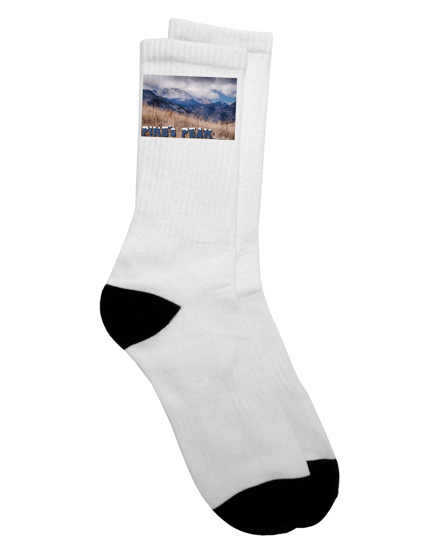 Pikes Peak Colorado Mountains Text Adult Crew Socks - Expertly Curated by TooLoud-Socks-TooLoud-White-Ladies-4-6-Davson Sales