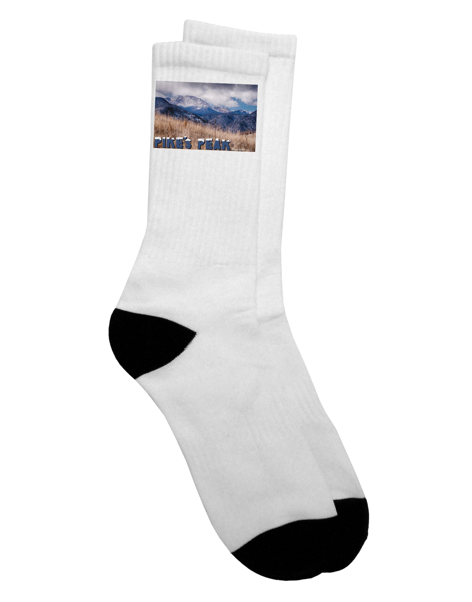 Pikes Peak Colorado Mountains Text Adult Crew Socks - Expertly Curated by TooLoud-Socks-TooLoud-White-Ladies-4-6-Davson Sales