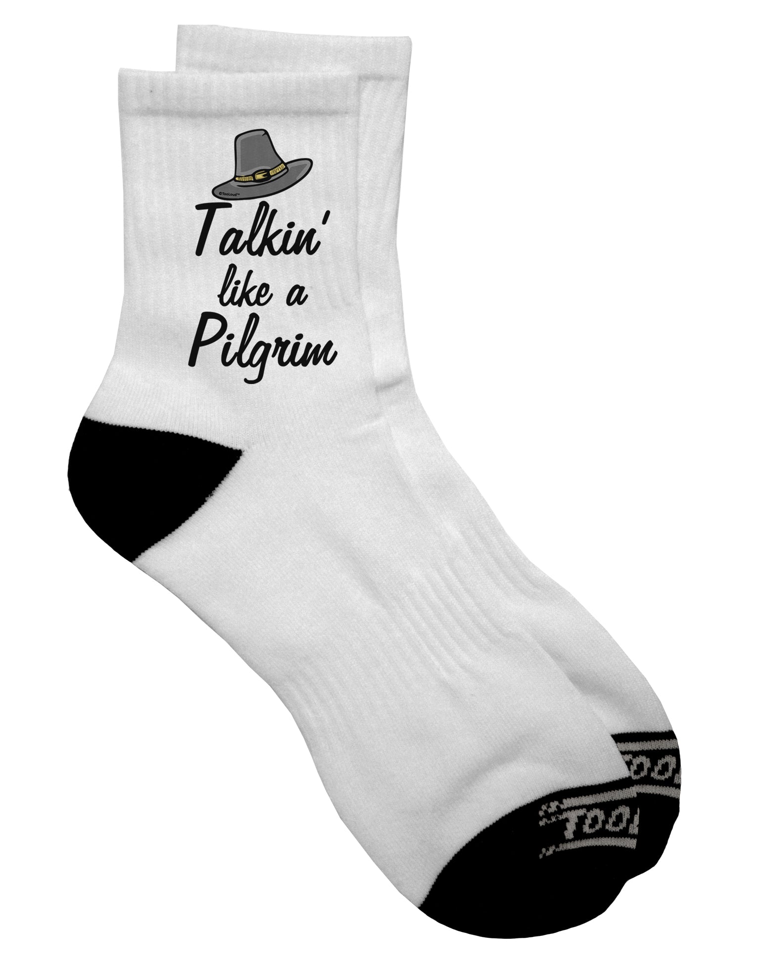 Pilgrim-Inspired Dark Adult Socks - Enhance Your Conversations with Style - TooLoud-Socks-TooLoud-Short-Ladies-4-6-Davson Sales
