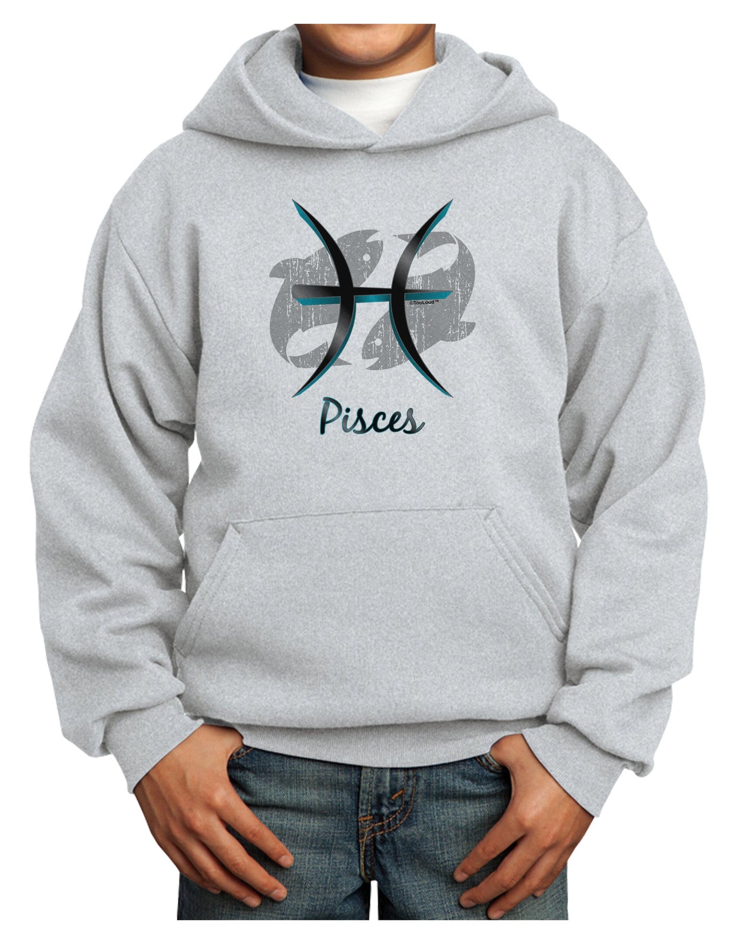 Pisces Symbol Youth Hoodie Pullover Sweatshirt-Youth Hoodie-TooLoud-Ash-XS-Davson Sales