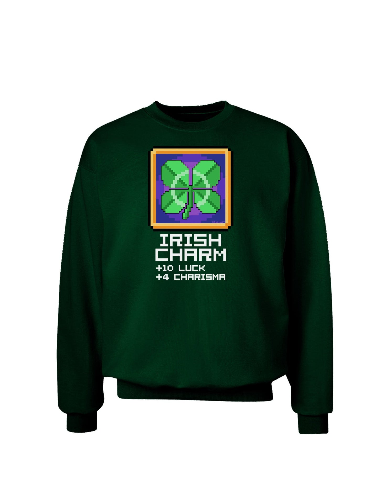 Pixel Irish Charm Item Adult Dark Sweatshirt-Sweatshirts-TooLoud-Deep-Forest-Green-Small-Davson Sales