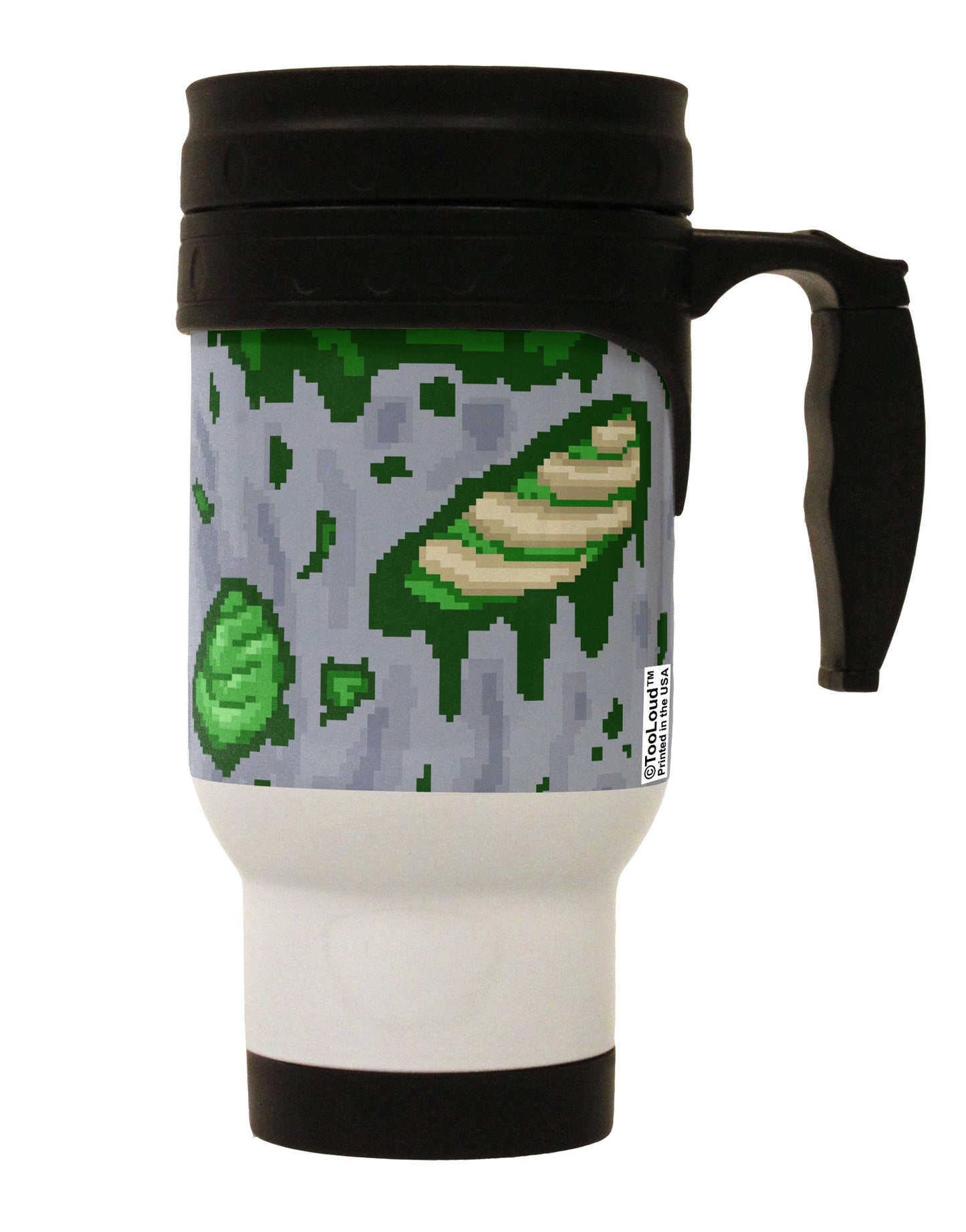 Pixel Zombie Costume Green Stainless Steel 14oz Travel Mug All Over Print-Travel Mugs-TooLoud-White-Davson Sales
