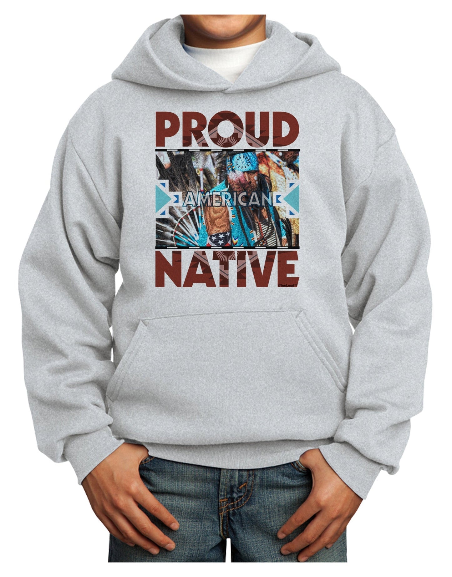 Proud Native American Youth Hoodie Pullover Sweatshirt-Youth Hoodie-TooLoud-Ash-XS-Davson Sales