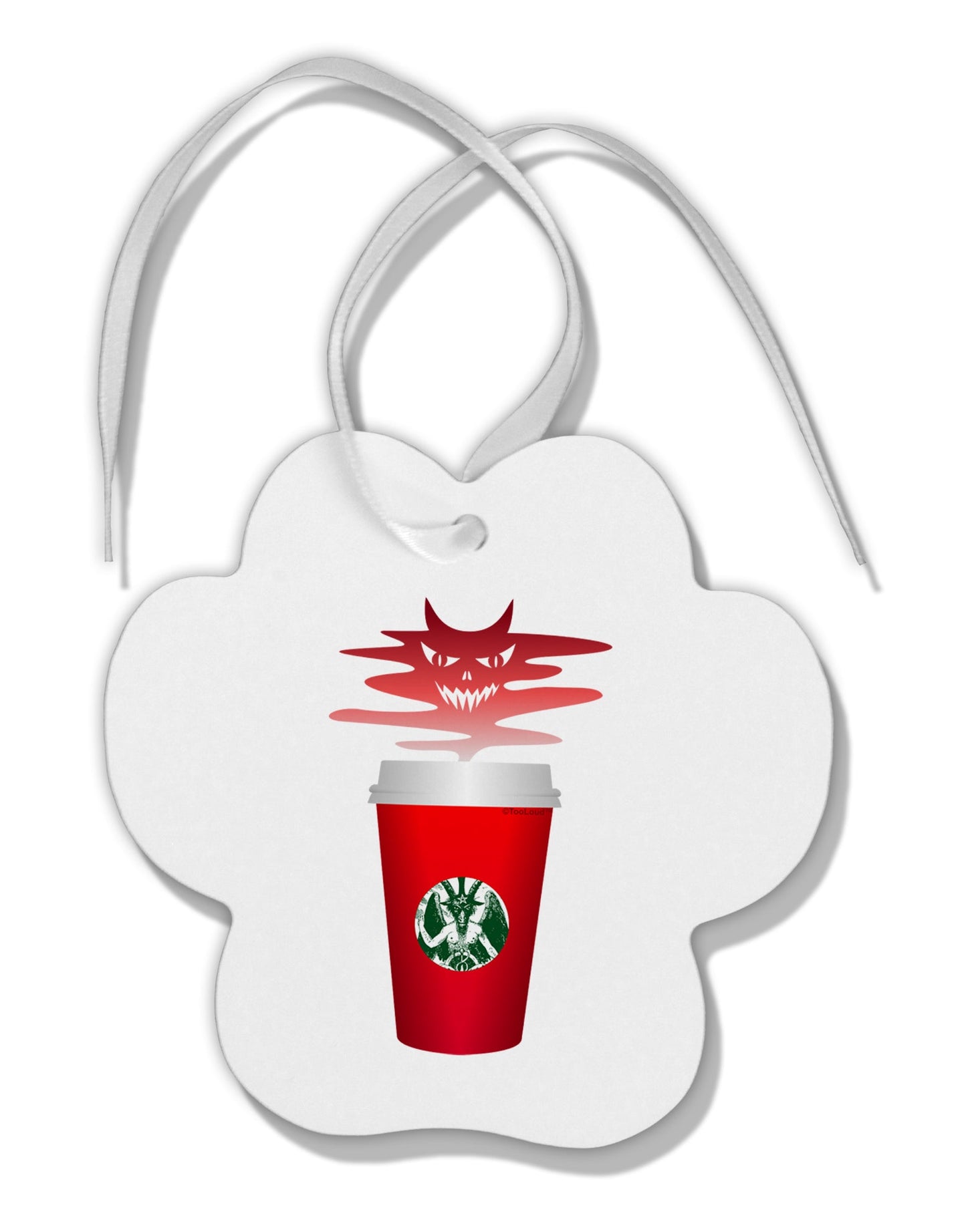 Red Cup Satan Coffee Paw Print Shaped Ornament by TooLoud-TooLoud-White-Davson Sales