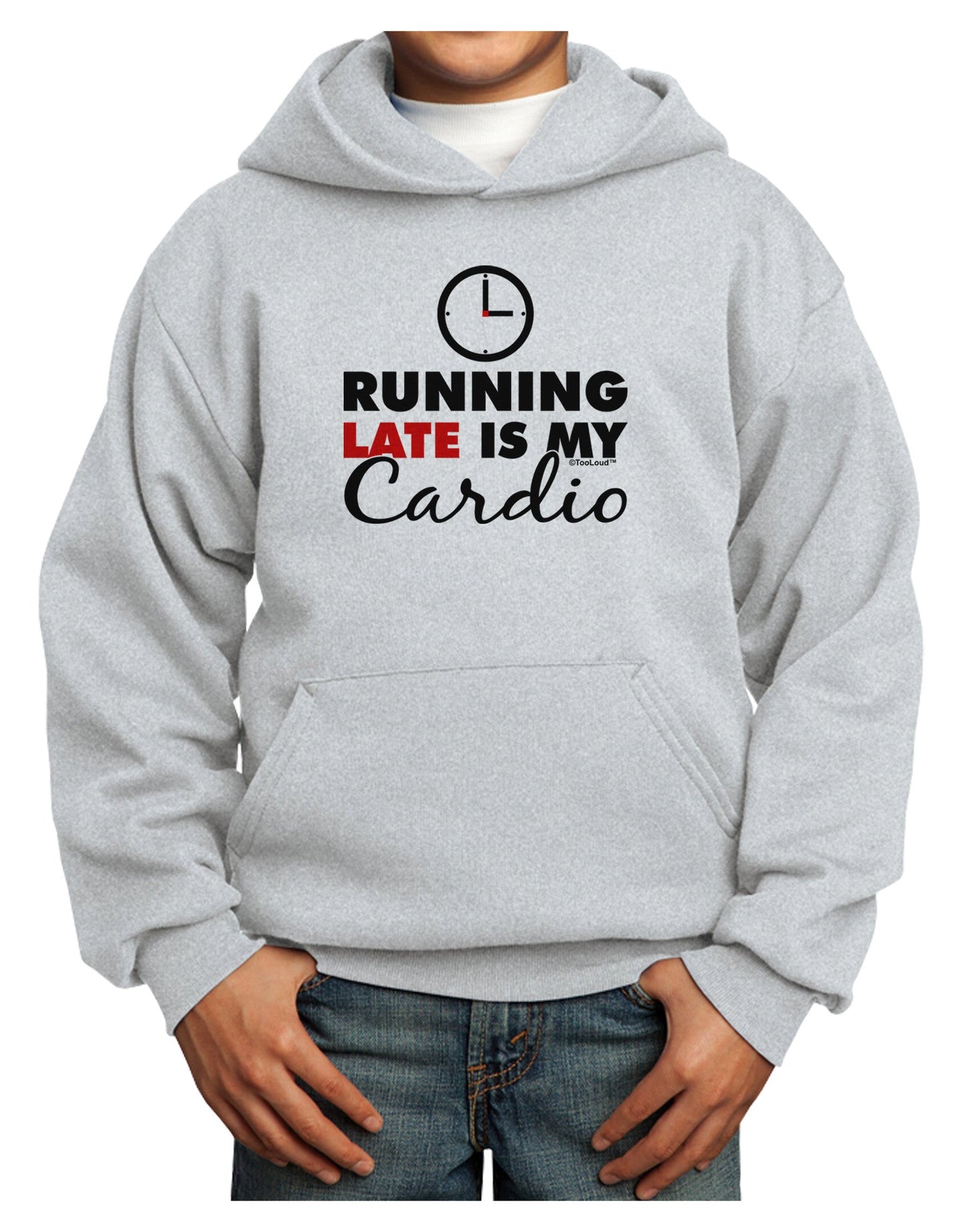 Running Late Is My Cardio Youth Hoodie Pullover Sweatshirt-Youth Hoodie-TooLoud-Ash-XS-Davson Sales
