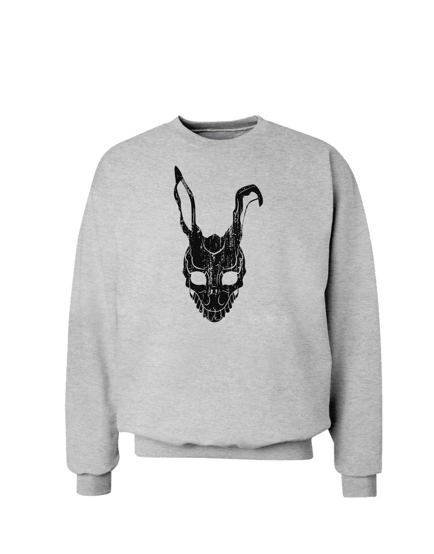 Scary Bunny Face Black Distressed Sweatshirt-Sweatshirts-TooLoud-AshGray-Small-Davson Sales