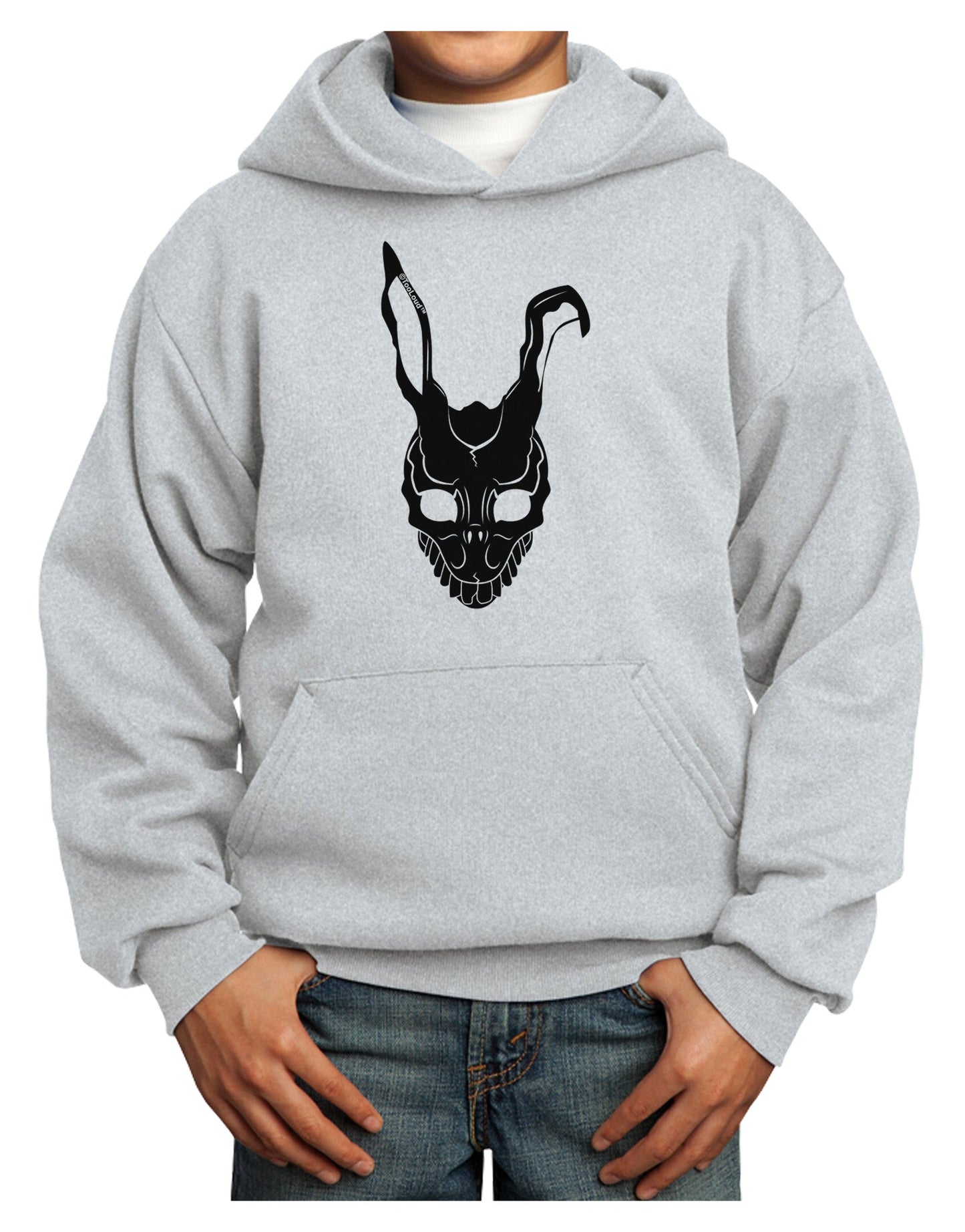 Scary Bunny Face Black Youth Hoodie Pullover Sweatshirt-Youth Hoodie-TooLoud-Ash-XS-Davson Sales