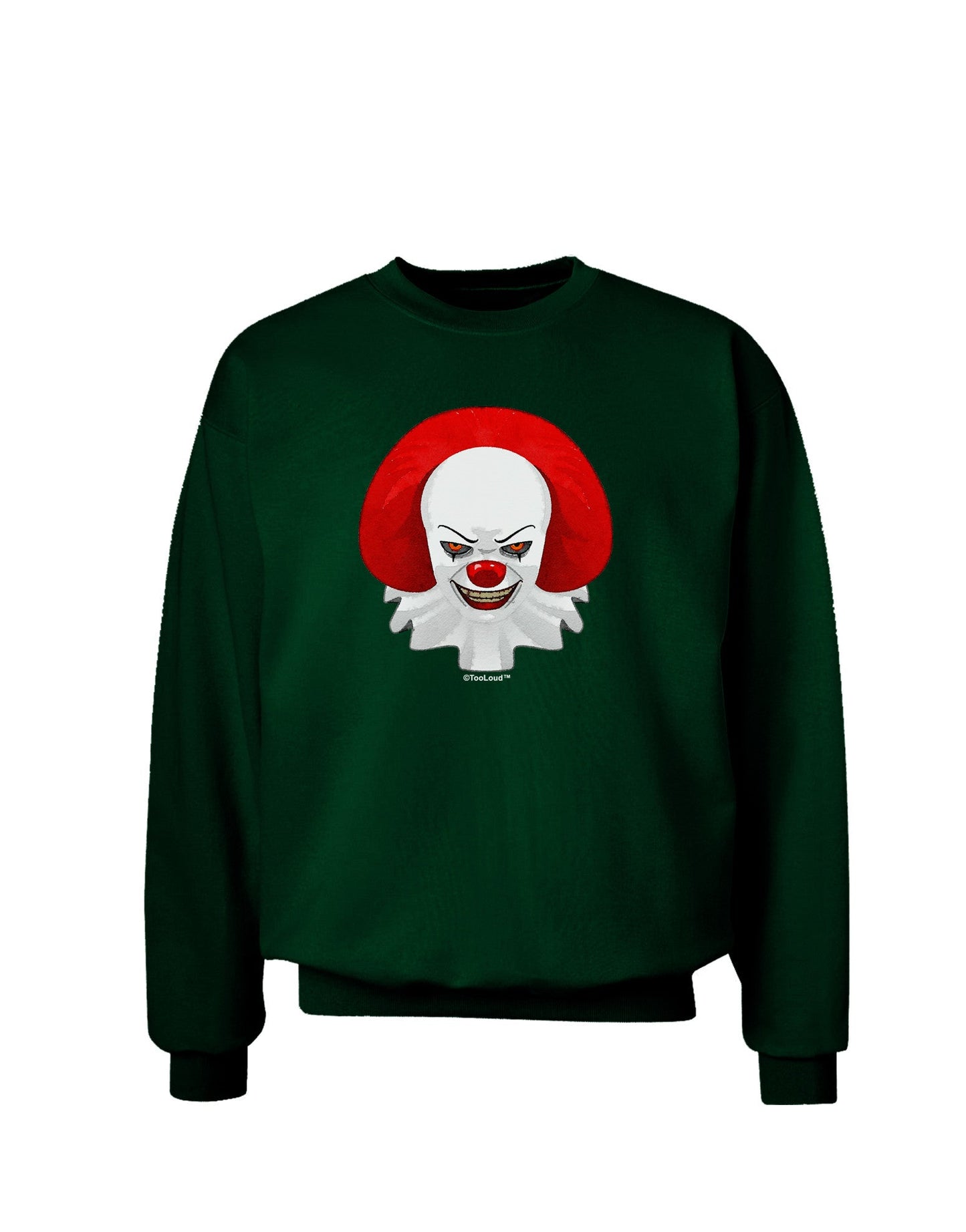 Scary Clown Watercolor Adult Dark Sweatshirt-Sweatshirts-TooLoud-Deep-Forest-Green-Small-Davson Sales