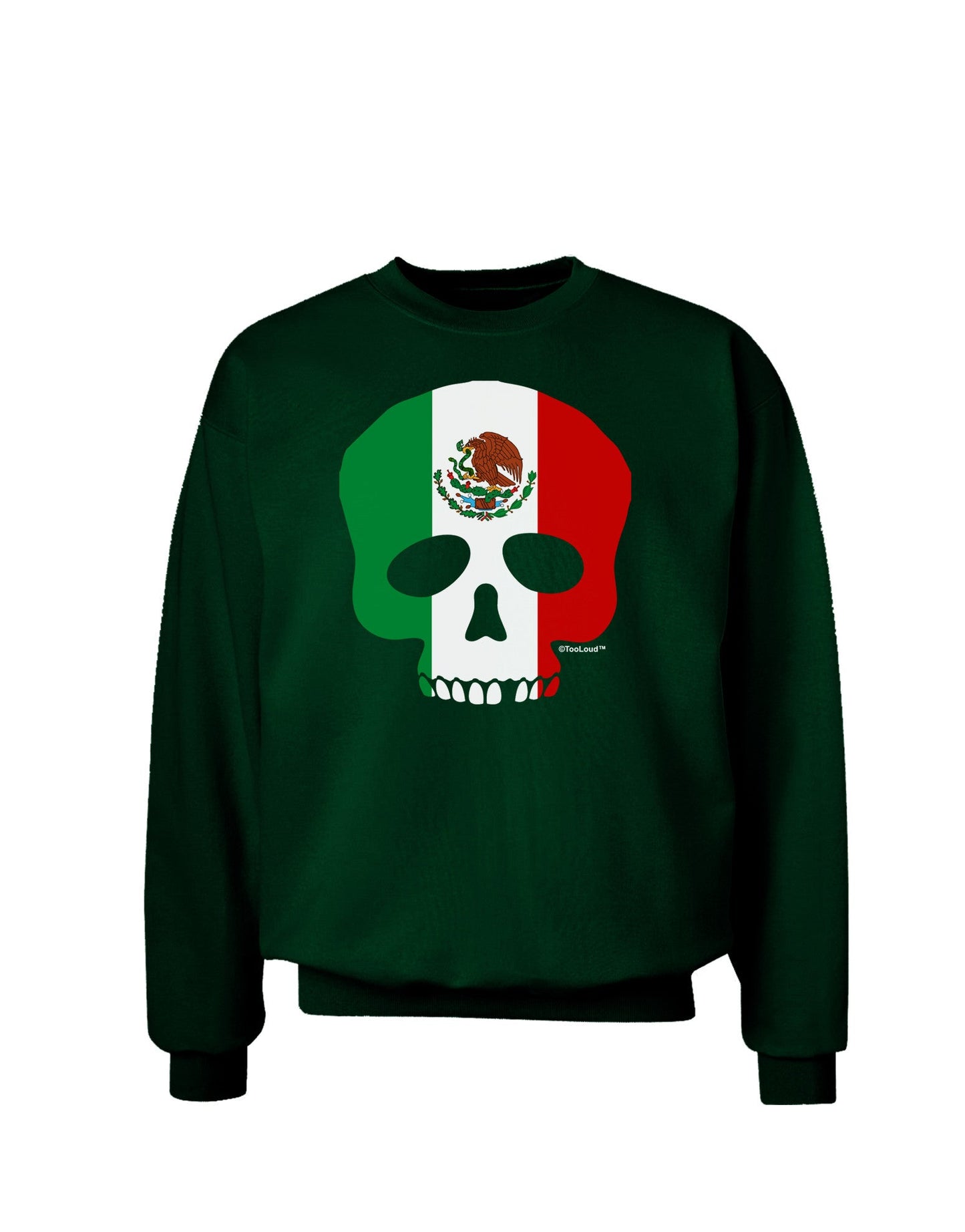 Skull Flag Mexico Adult Dark Sweatshirt-Sweatshirts-TooLoud-Deep-Forest-Green-Small-Davson Sales