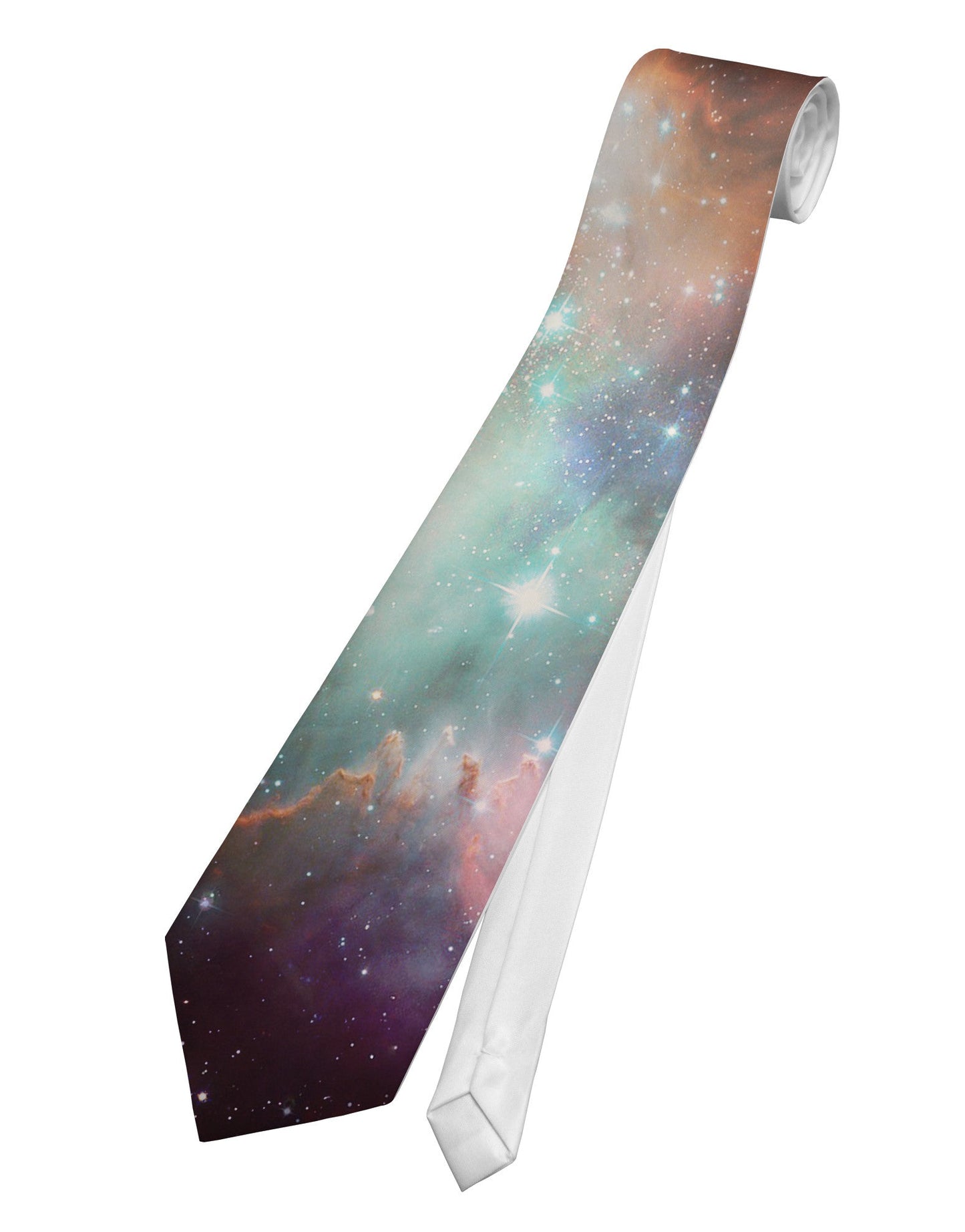 Space All Over Printed White Necktie All Over Print by TooLoud