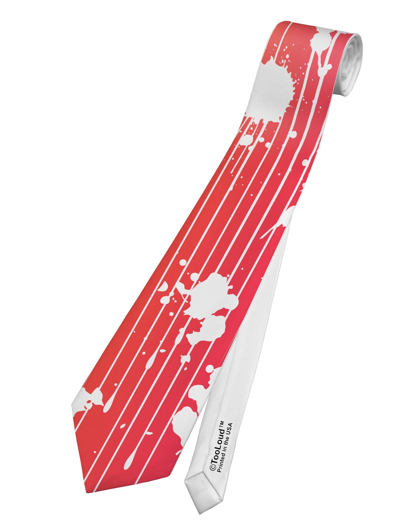 Splatter AOP - Orange Pink Printed White Necktie All Over Print