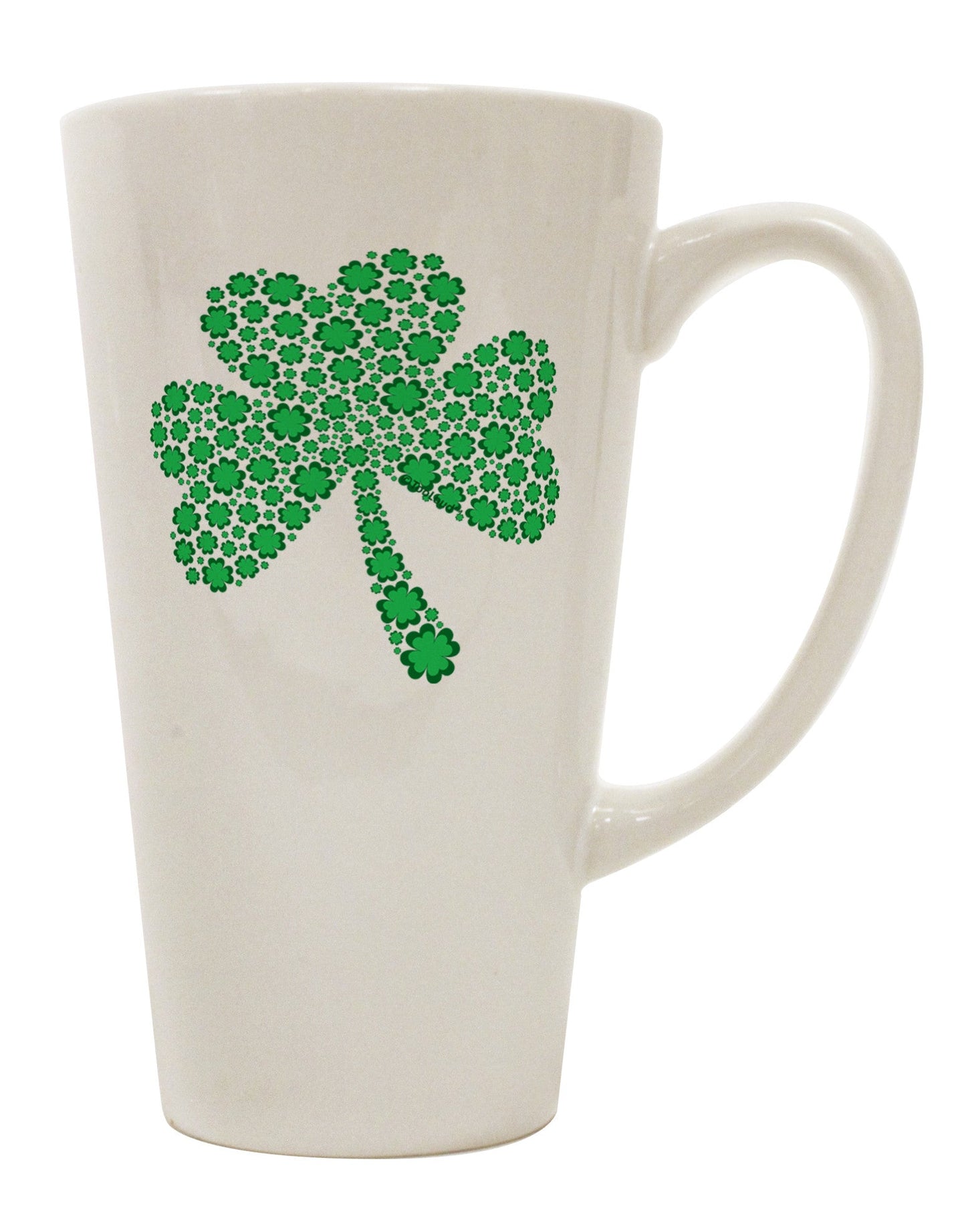 St. Patrick's Day Shamrock Design - Exquisite Shamrocks 16 Ounce Conical Latte Coffee Mug by TooLoud-Conical Latte Mug-TooLoud-White-Davson Sales