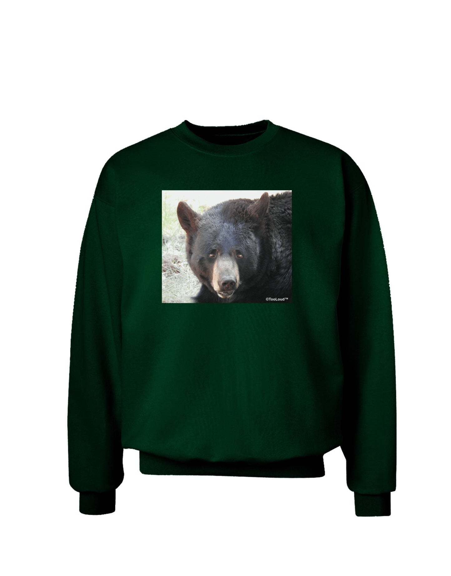 Staring Black Bear Adult Dark Sweatshirt-Sweatshirts-TooLoud-Deep-Forest-Green-Small-Davson Sales