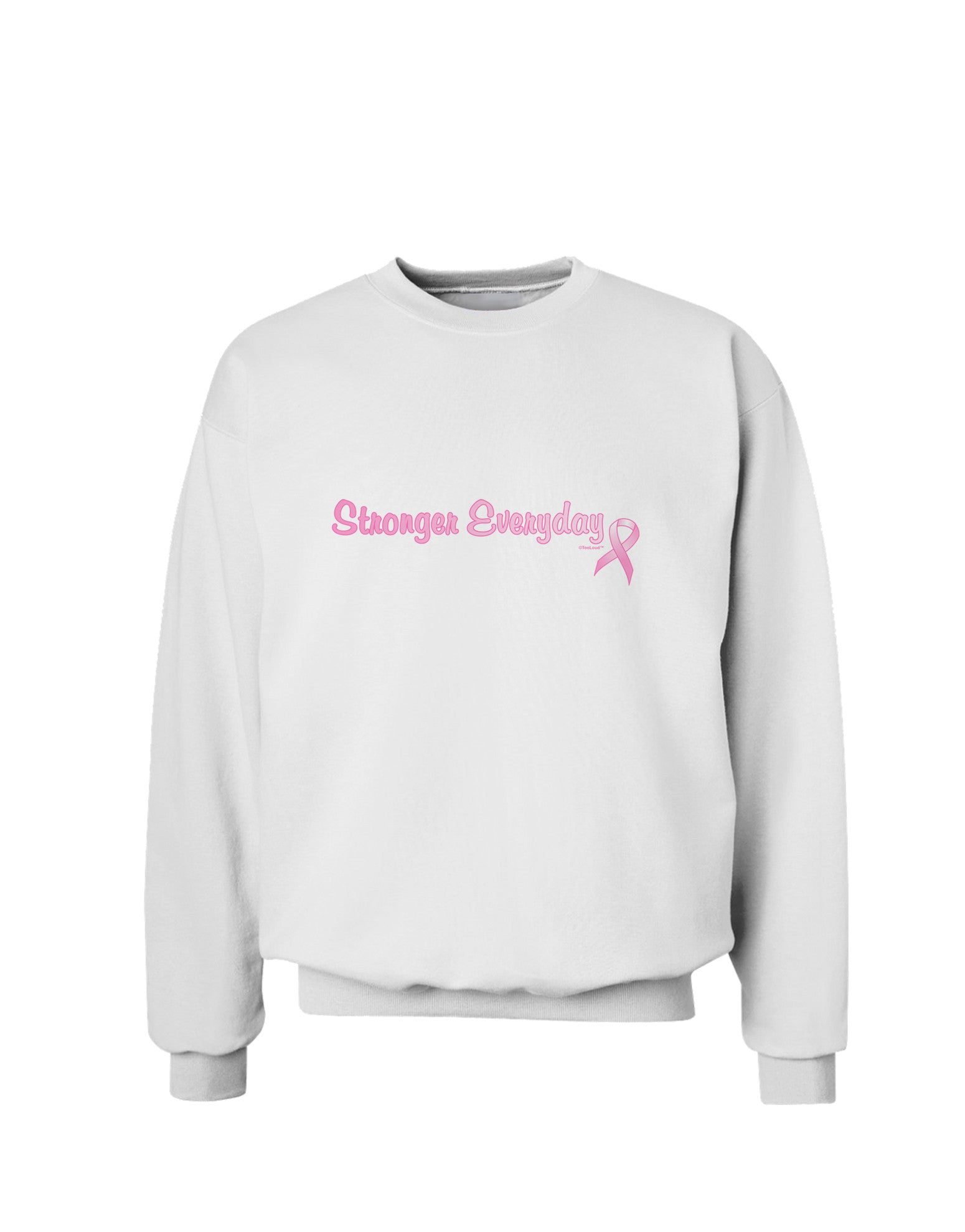 Stronger Everyday Breast Cancer Awareness Ribbon Sweatshirt-Sweatshirts-TooLoud-White-Small-Davson Sales