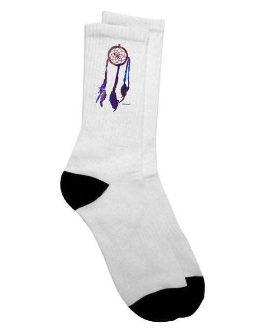 Stunning Graphic Feather Design Galaxy Dreamcatcher Adult Crew Socks - Presented by TooLoud-Socks-TooLoud-White-Ladies-4-6-Davson Sales