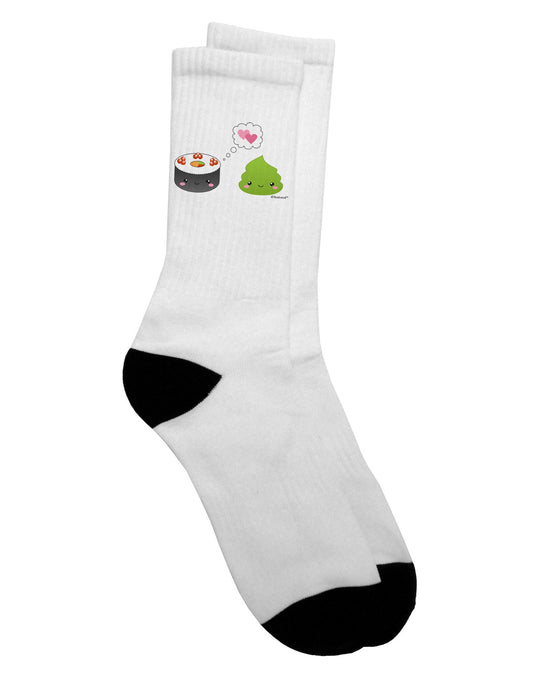 Stylish Adult Crew Socks featuring Adorable Sushi and Wasabi Design - by TooLoud-Socks-TooLoud-White-Ladies-4-6-Davson Sales