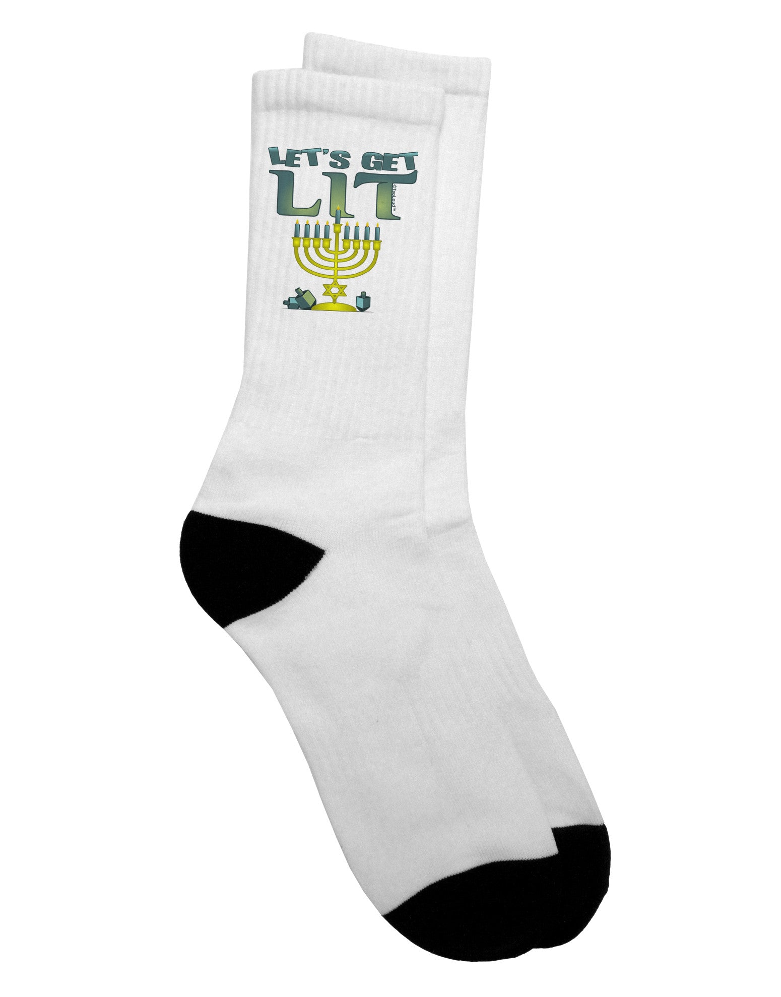 Stylish Menorah Adult Crew Socks - Enhance Your Festive Attire with Elegance and Comfort - TooLoud-Socks-TooLoud-White-Ladies-4-6-Davson Sales