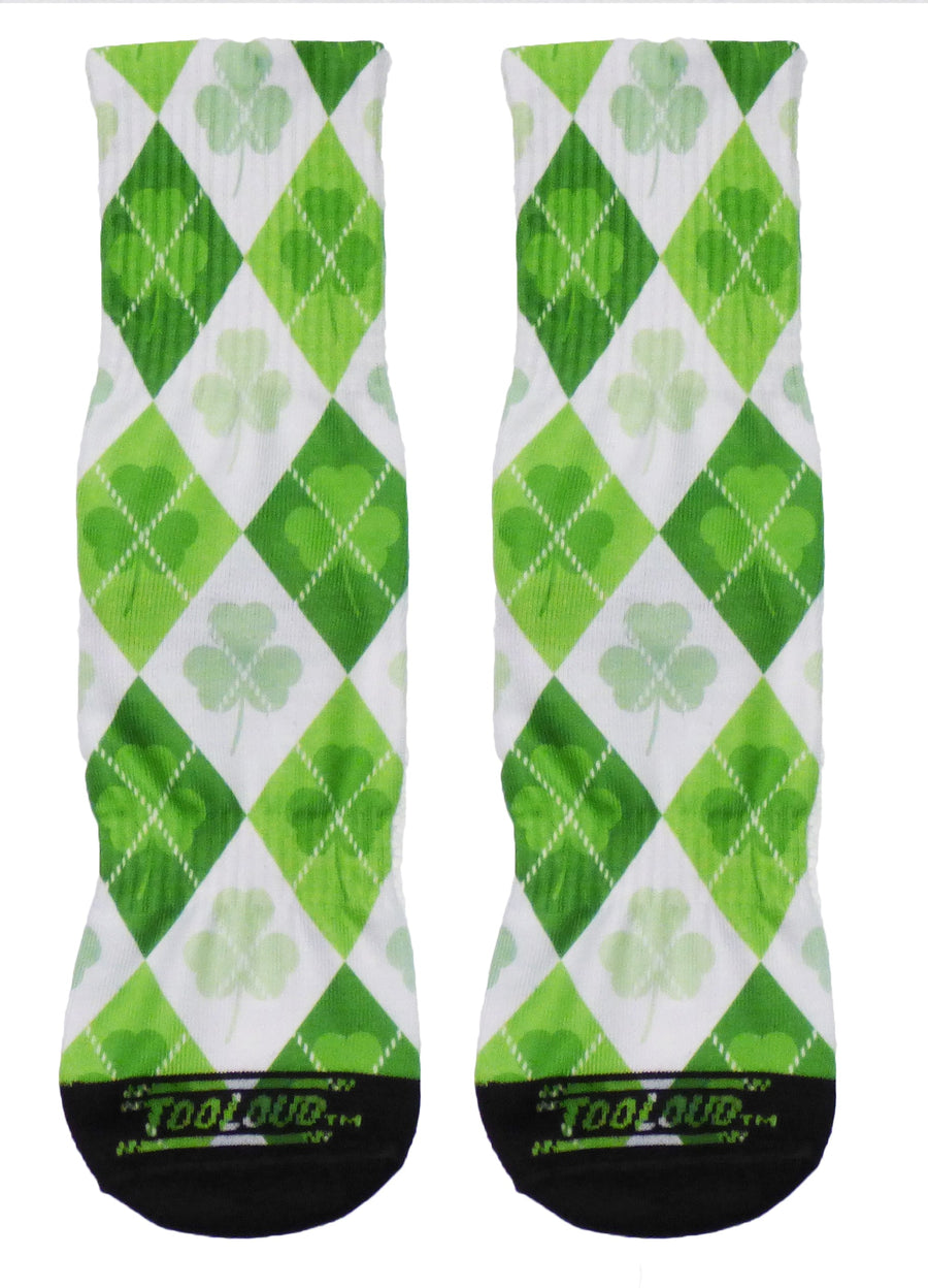 Stylish St Patrick's Day Green Shamrock Argyle Adult Crew Socks - TooLoud-Socks-TooLoud-White-Ladies-4-6-Davson Sales