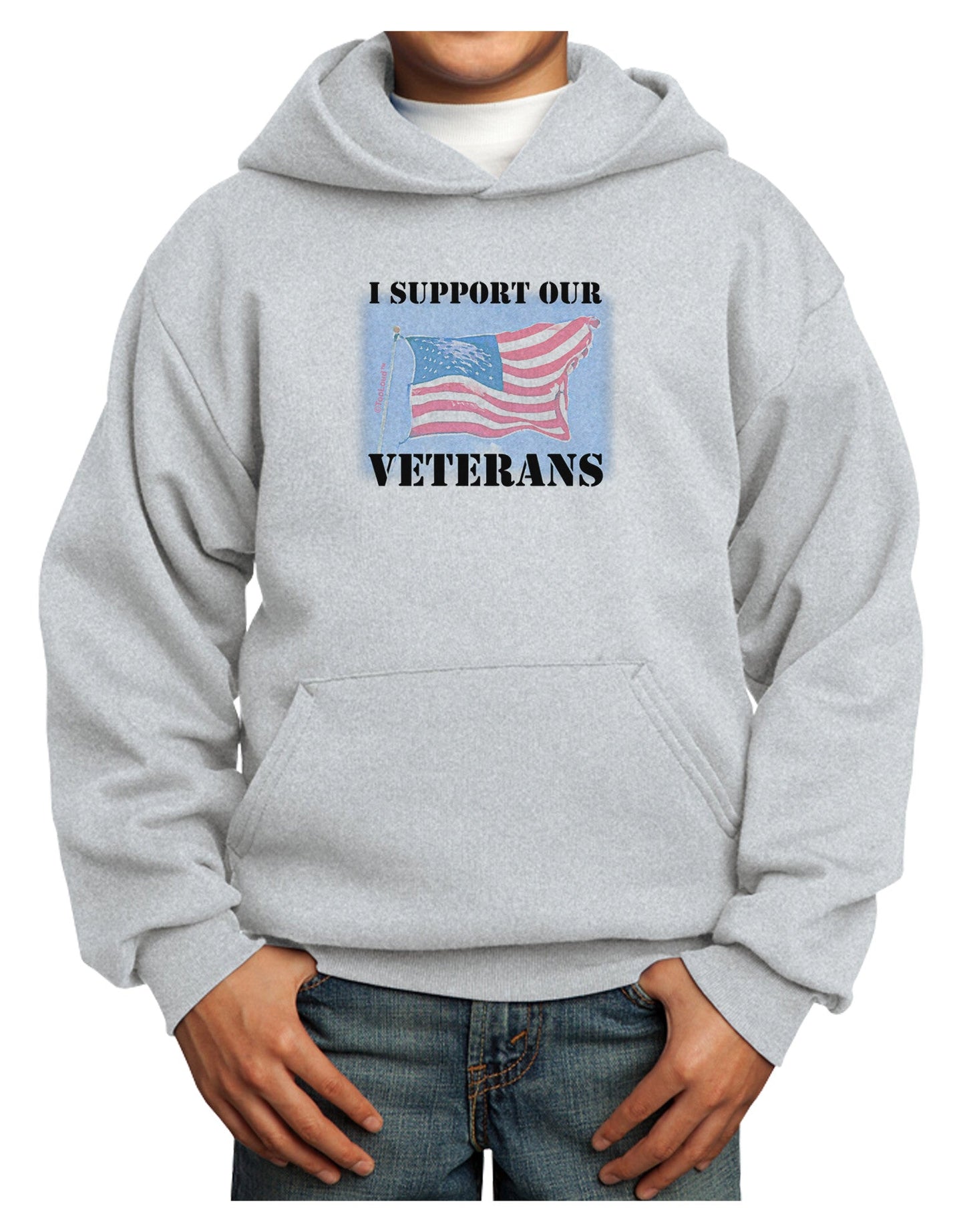 Support Our Veterans Youth Hoodie Pullover Sweatshirt-Youth Hoodie-TooLoud-Ash-XS-Davson Sales