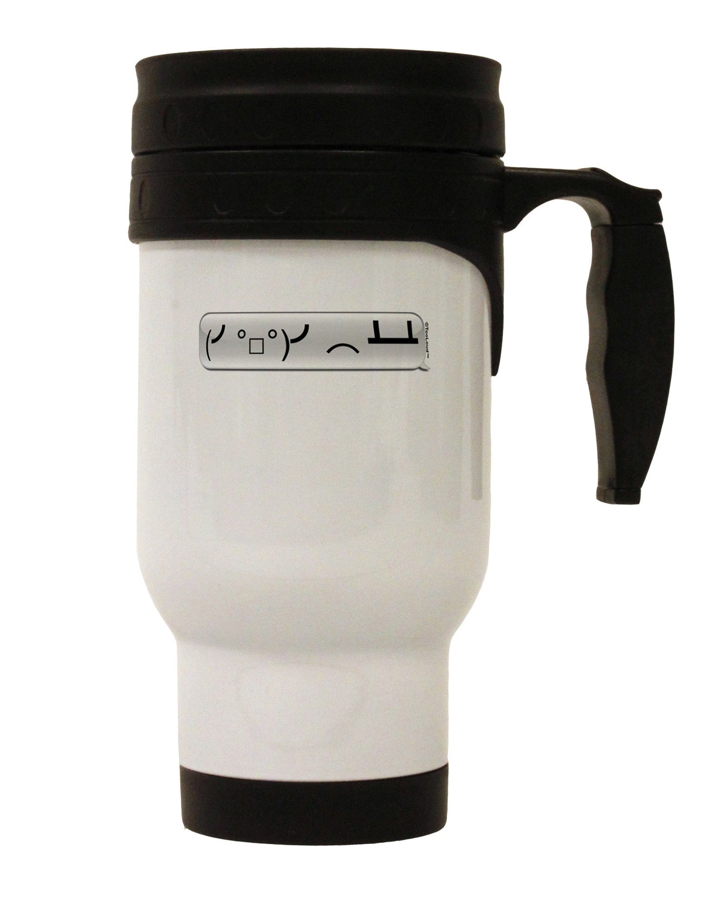 Table Flip Text Bubble Stainless Steel 14oz Travel Mug-Travel Mugs-TooLoud-White-Davson Sales