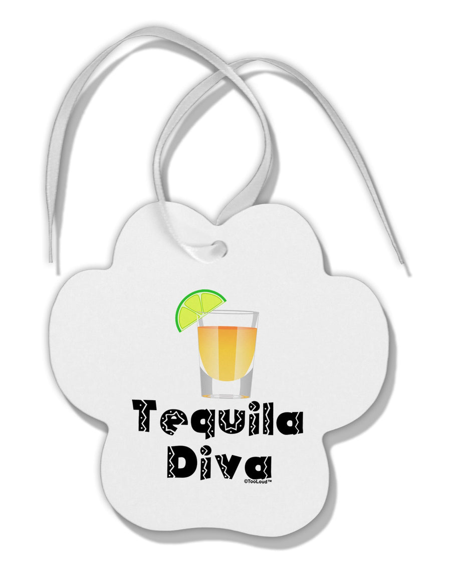 Tequila Diva - Cinco de Mayo Design Paw Print Shaped Ornament by TooLoud-Ornament-TooLoud-White-Davson Sales