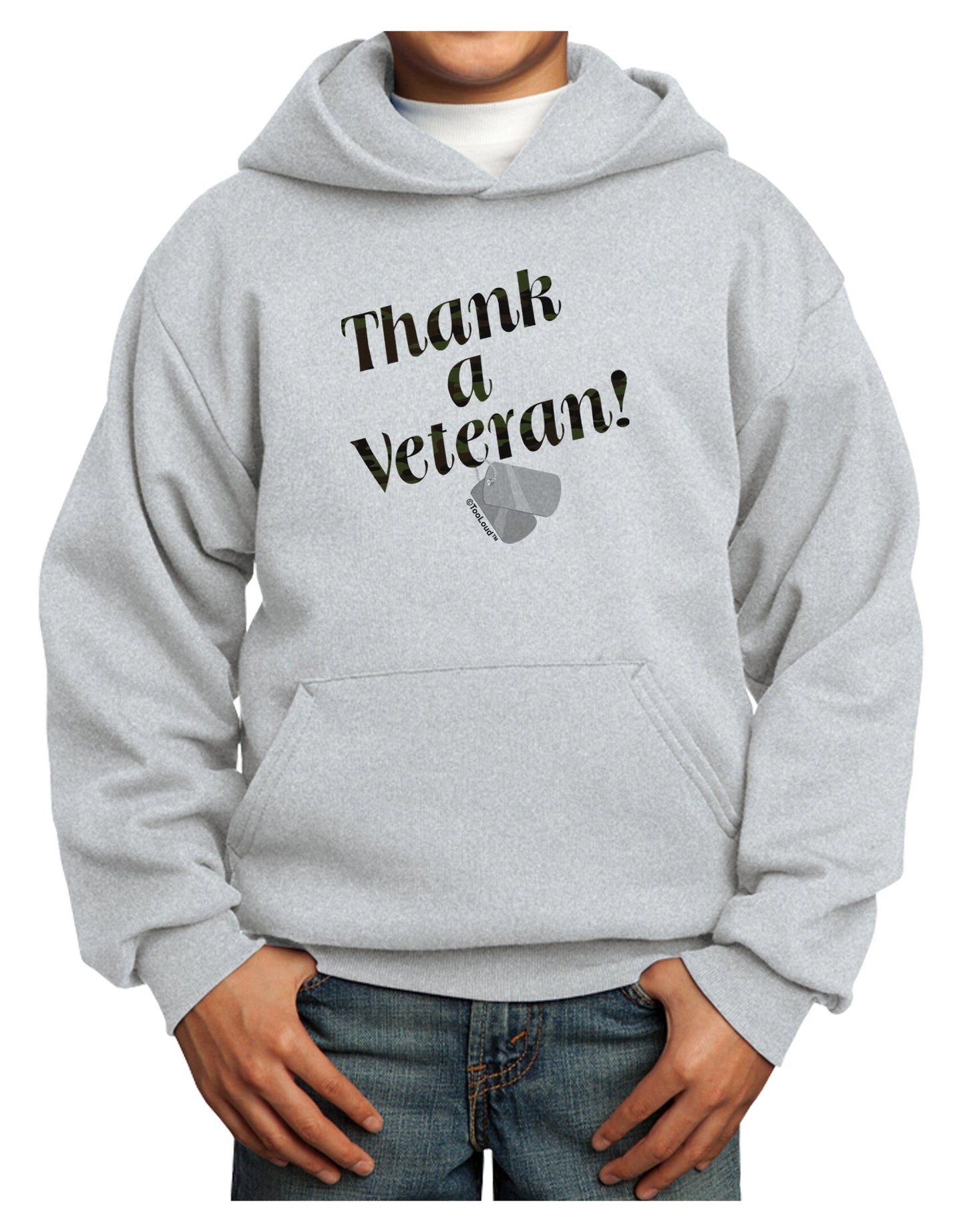 Thank A Veteran Youth Hoodie Pullover Sweatshirt-Youth Hoodie-TooLoud-Ash-XS-Davson Sales