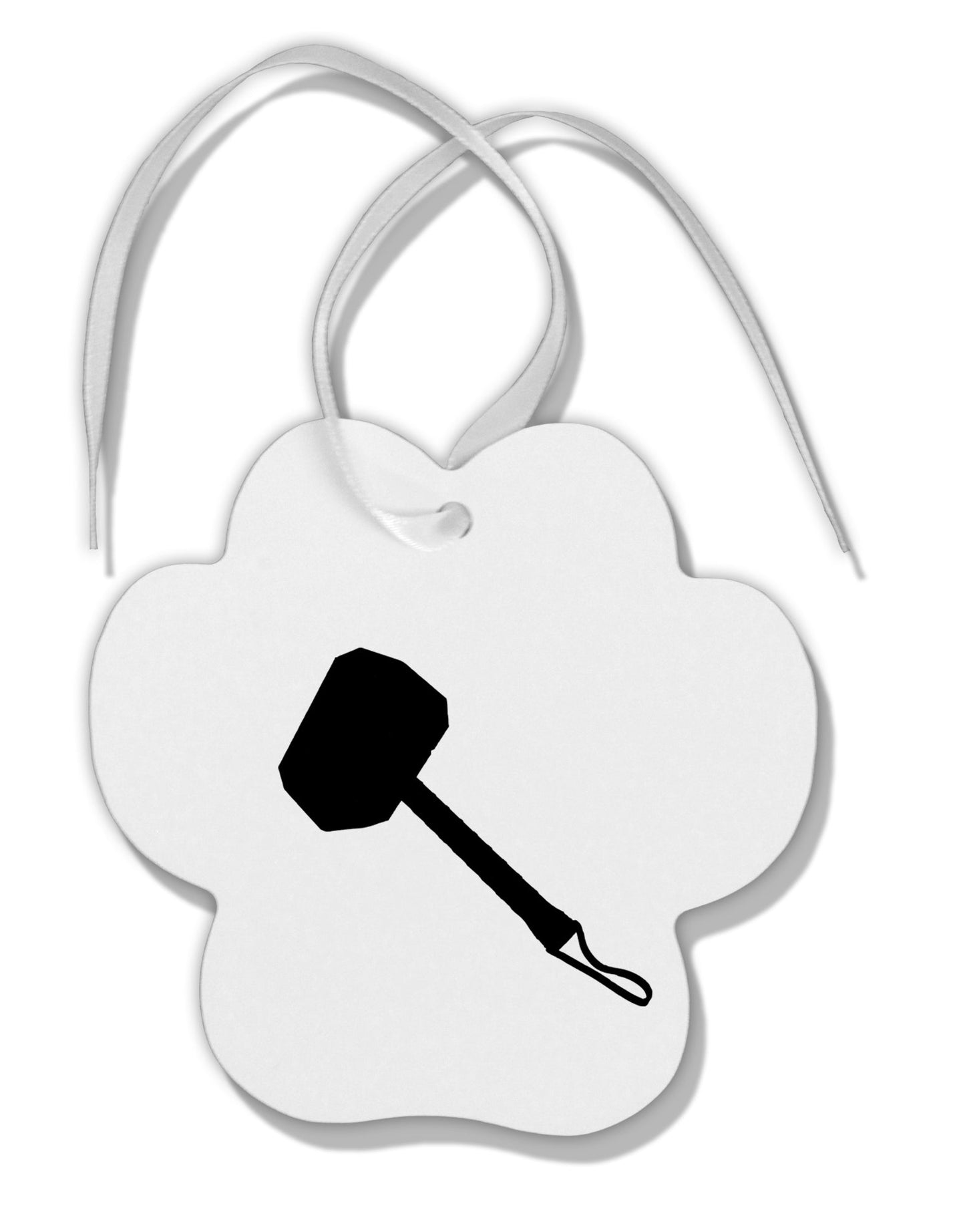 Thors Hammer Nordic Runes Lucky Odin Mjolnir Valhalla Paw Print Shaped Ornament by TooLoud-TooLoud-White-Davson Sales