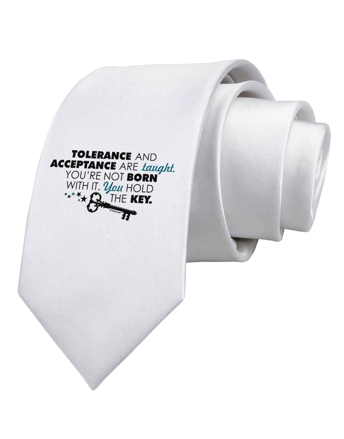 Tolerance And Acceptance Printed White Necktie