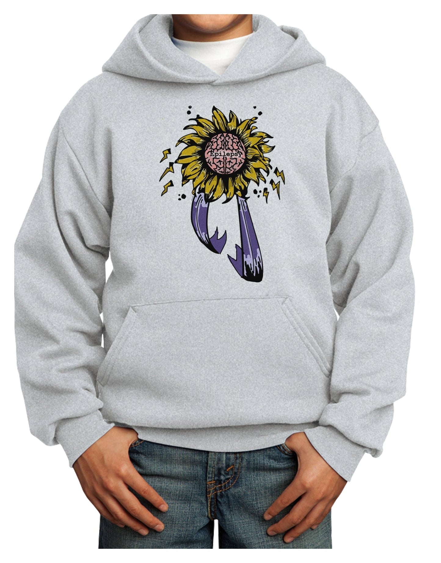 TooLoud Epilepsy Awareness Youth Hoodie Pullover Sweatshirt-Youth Hoodie-TooLoud-Ash-XS-Davson Sales