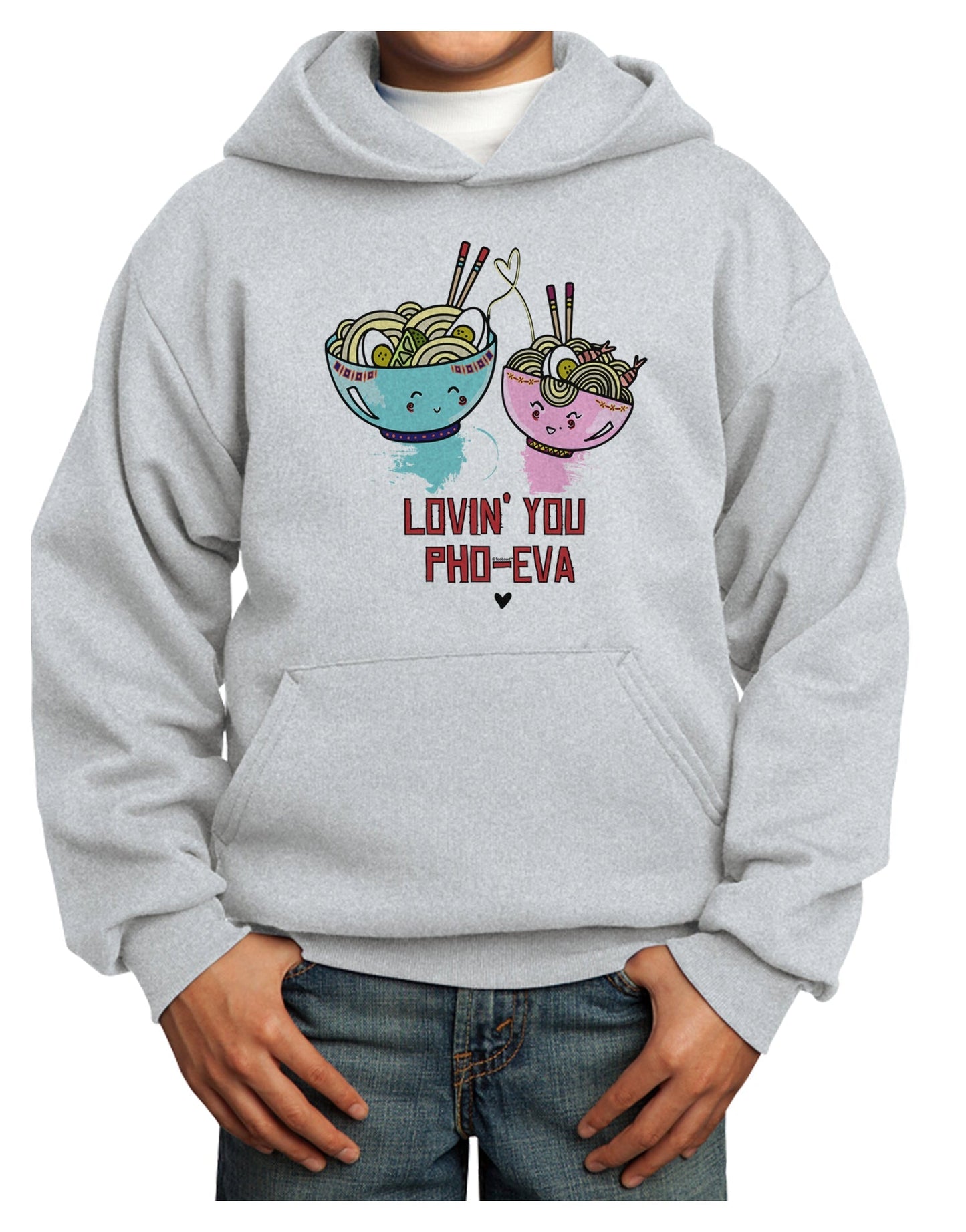 TooLoud Lovin you Pho Eva Youth Hoodie Pullover Sweatshirt-Youth Hoodie-TooLoud-Ash-XS-Davson Sales