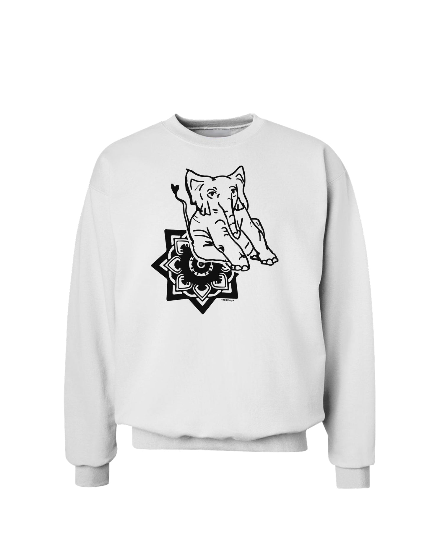 TooLoud Mandala Baby Elephant Sweatshirt-Sweatshirts-TooLoud-White-Small-Davson Sales