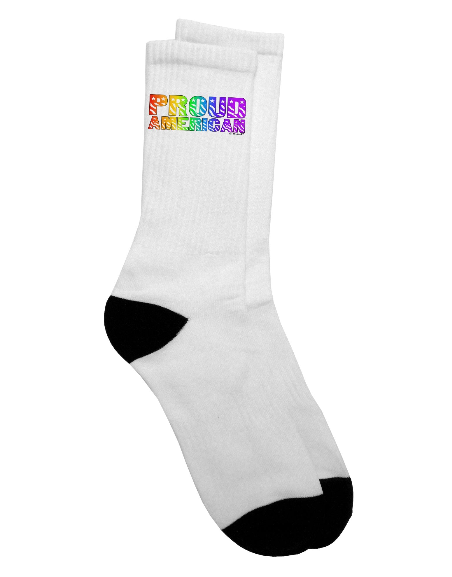 TooLoud presents the Proud American Rainbow Text Adult Crew Socks - A Perfect Blend of Patriotism and Style-Socks-TooLoud-White-Ladies-4-6-Davson Sales