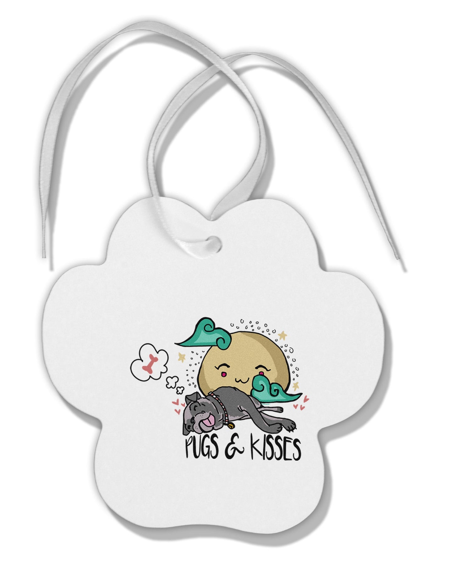 TooLoud Pugs and Kisses Paw Print Shaped Ornament-Ornament-TooLoud-Davson Sales