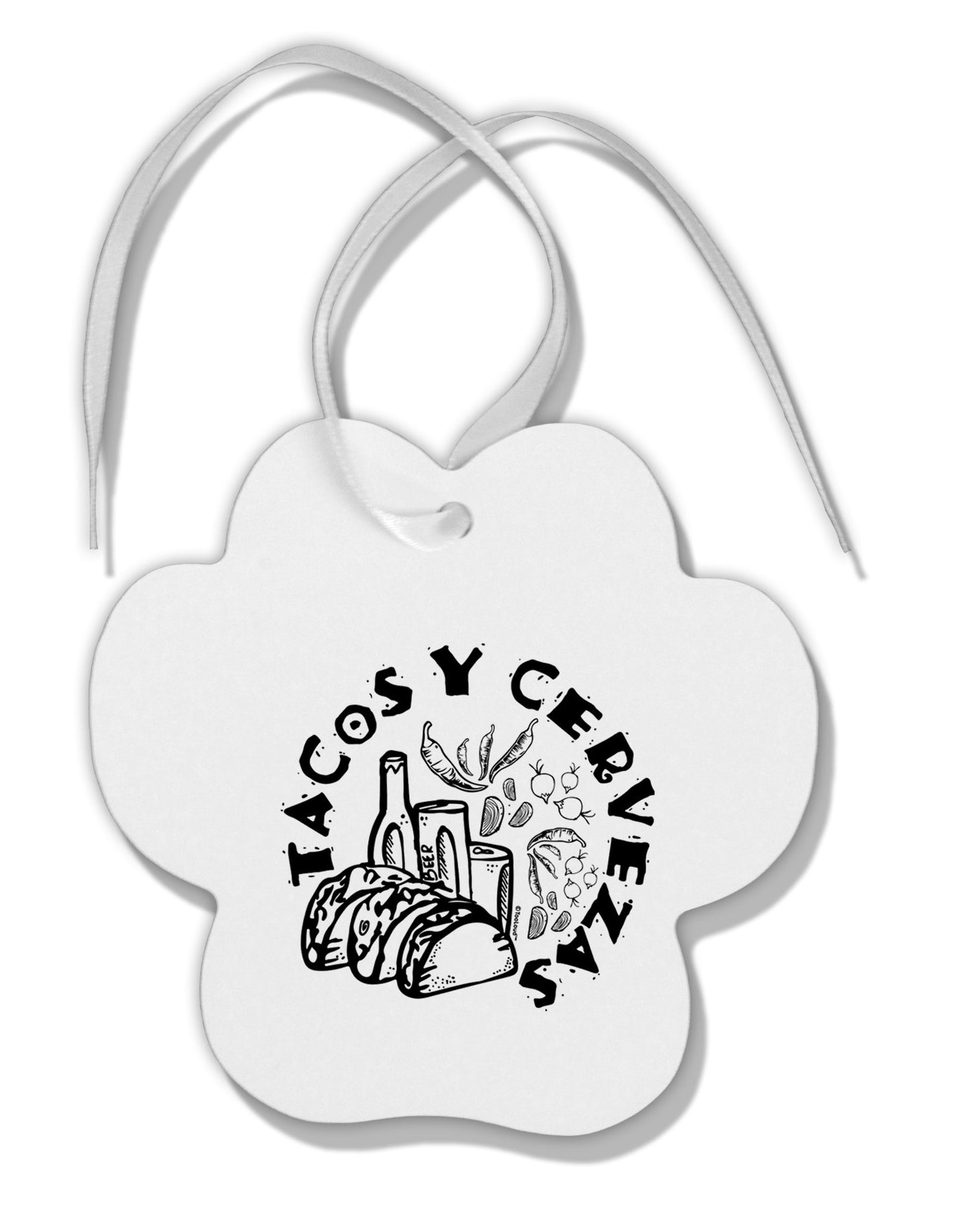TooLoud Tacos Y Cervezas Paw Print Shaped Ornament-Ornament-TooLoud-Davson Sales