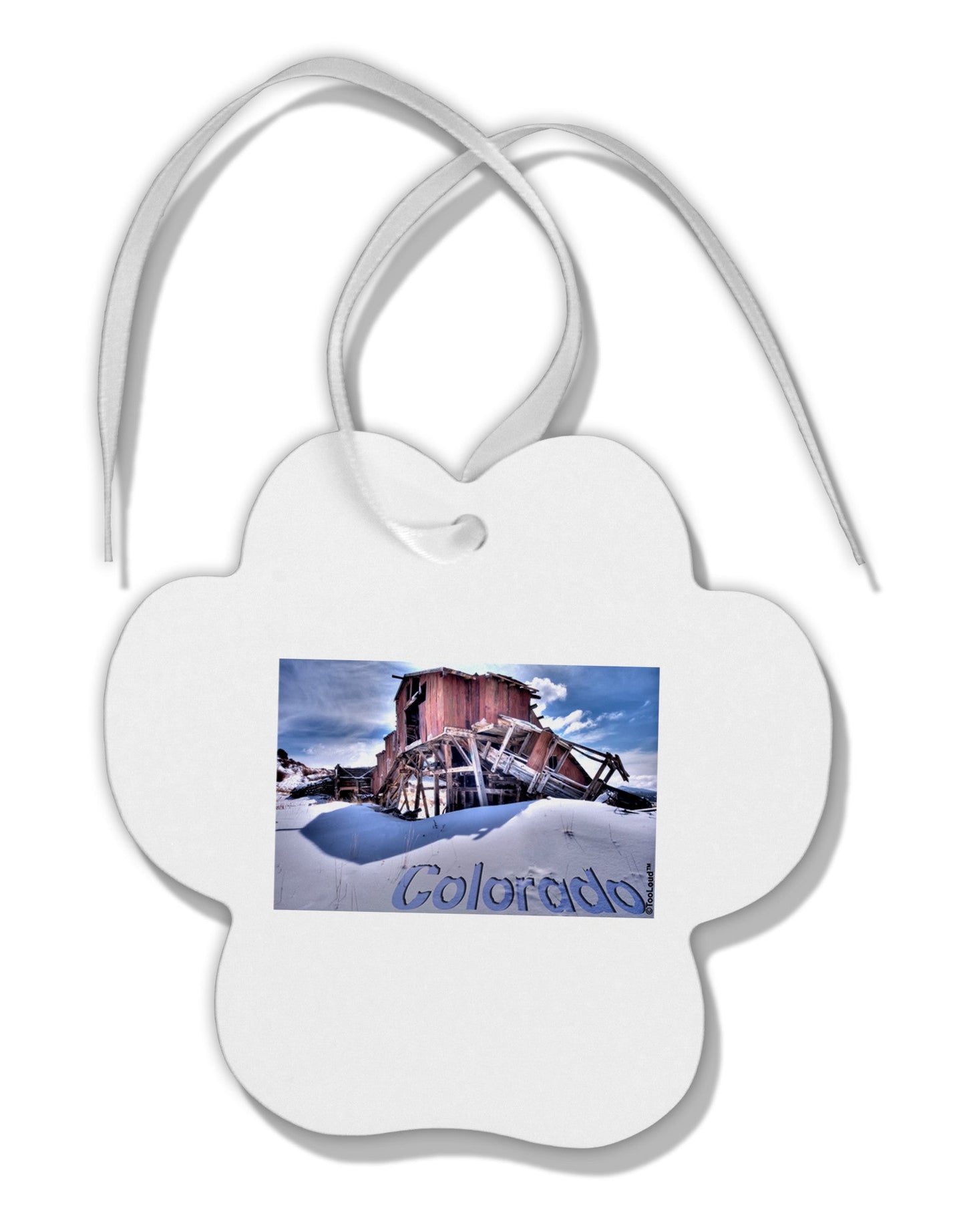 TooLoud Victor Mines Colorado Text Paw Print Shaped Ornament-Ornament-TooLoud-White-Davson Sales
