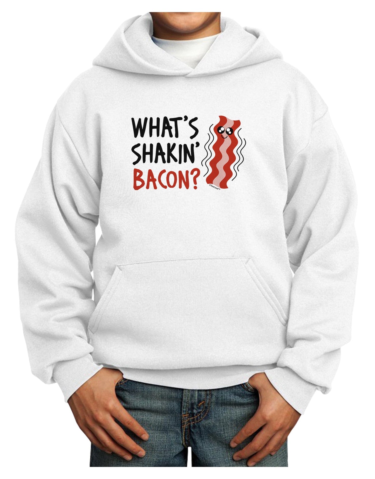 TooLoud What's Shakin' Bacon Youth Hoodie Pullover Sweatshirt-Youth Hoodie-TooLoud-White-XS-Davson Sales