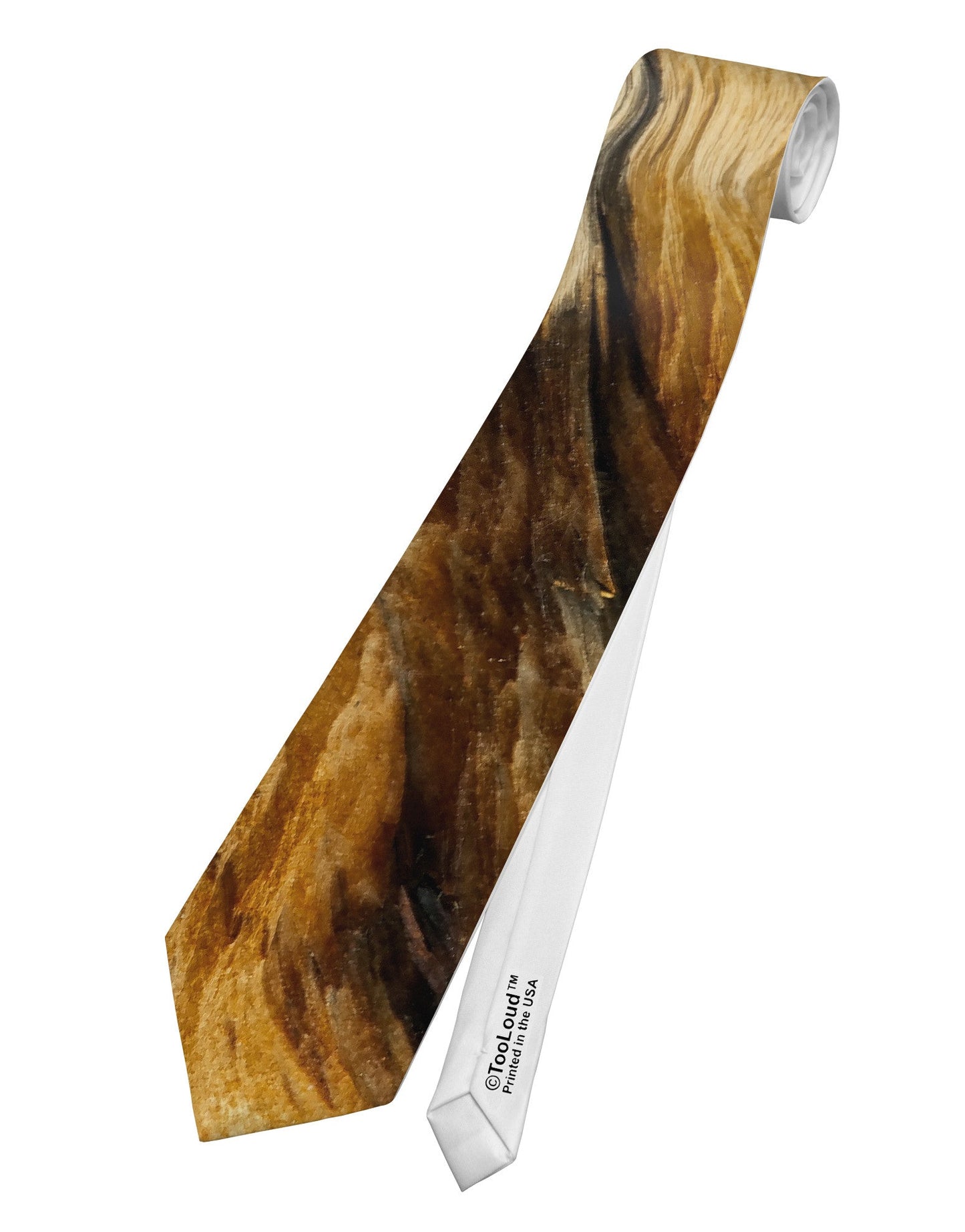 TooLoud Wood Texture AOP Printed White Necktie All Over Print