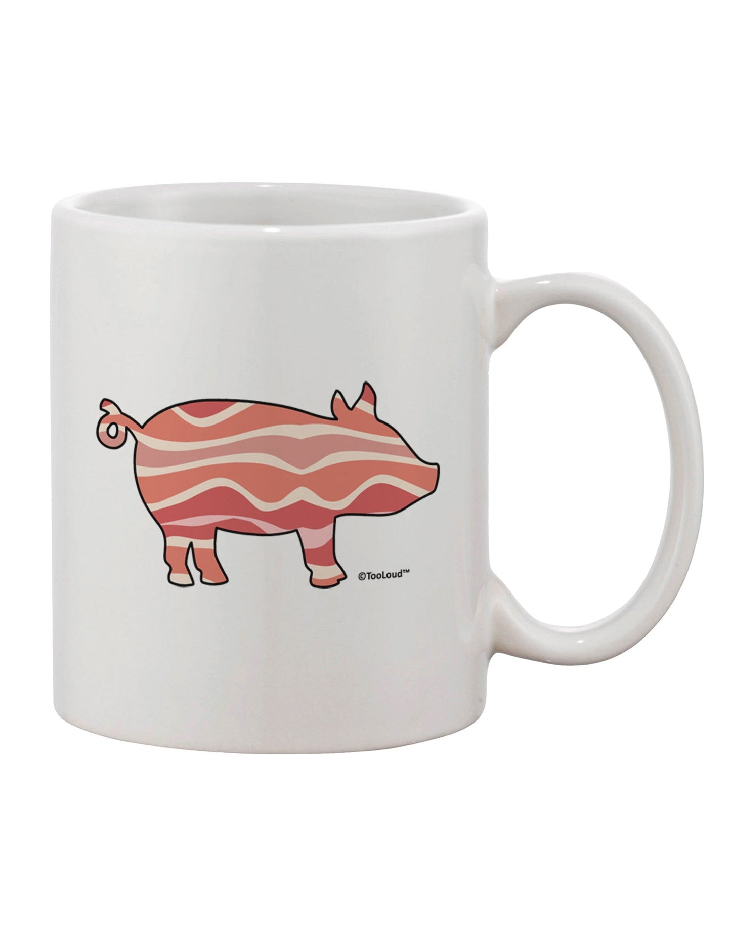 TooLoud's Expertly Crafted Bacon Pig Silhouette Printed 11 oz Coffee Mug - Perfect for Savoring Your Favorite Beverages-11 OZ Coffee Mug-TooLoud-White-Davson Sales