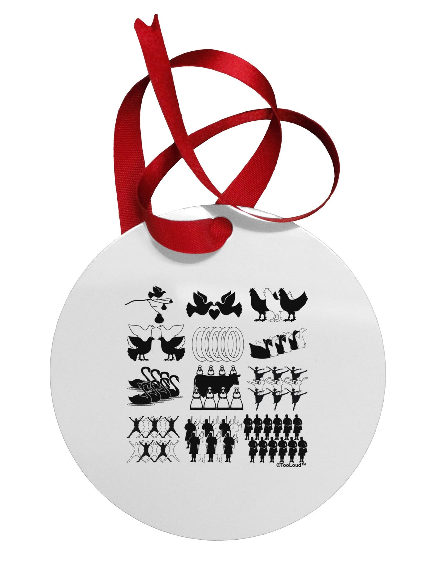 Twelve Days of Christmas Circular Metal Ornament-Ornament-TooLoud-White-Davson Sales