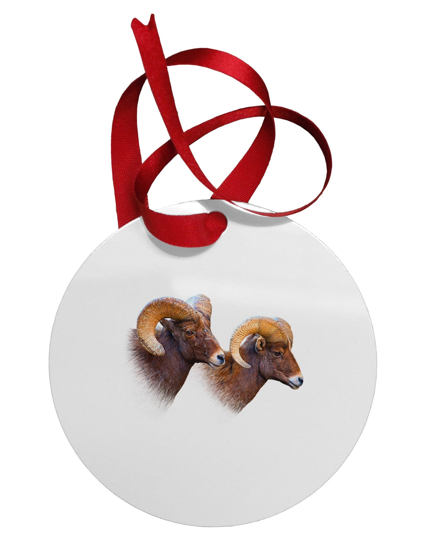 Two Majestic Bighorn Rams Circular Metal Ornament-Ornament-TooLoud-White-Davson Sales