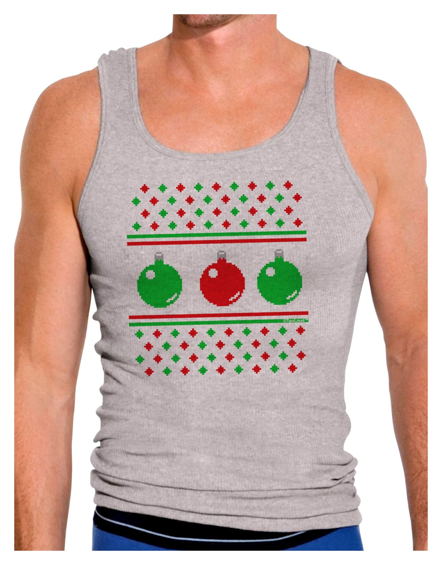Ugly Christmas Sweater Ornaments Mens Ribbed Tank Top-Mens Ribbed Tank Top-TooLoud-Heather-Gray-Small-Davson Sales