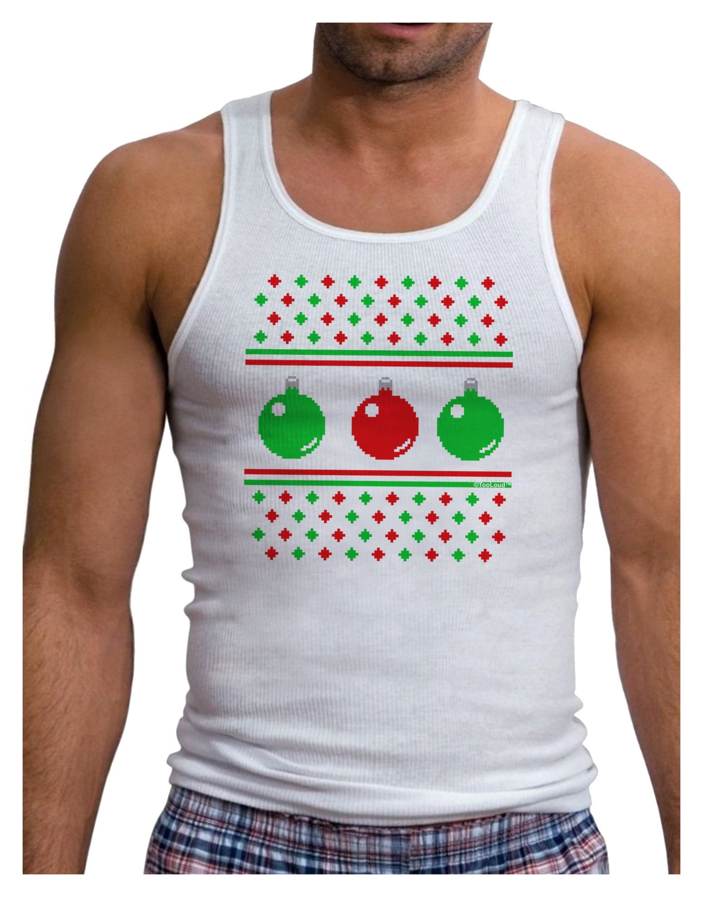 Ugly Christmas Sweater Ornaments Mens Ribbed Tank Top-Mens Ribbed Tank Top-TooLoud-White-Small-Davson Sales
