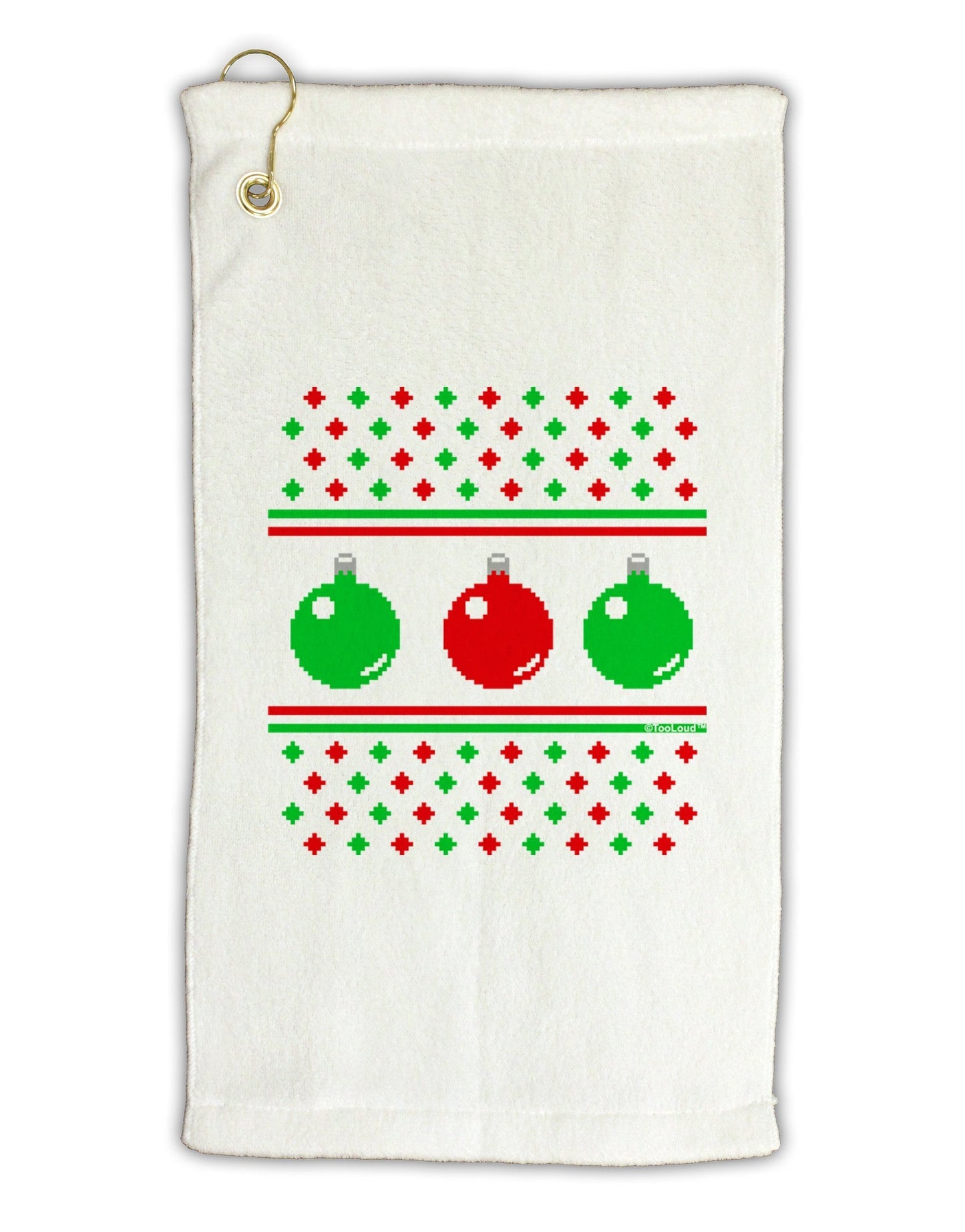 Ugly Christmas Sweater Ornaments Micro Terry Gromet Golf Towel 11"x19-Ornament-TooLoud-White-Davson Sales