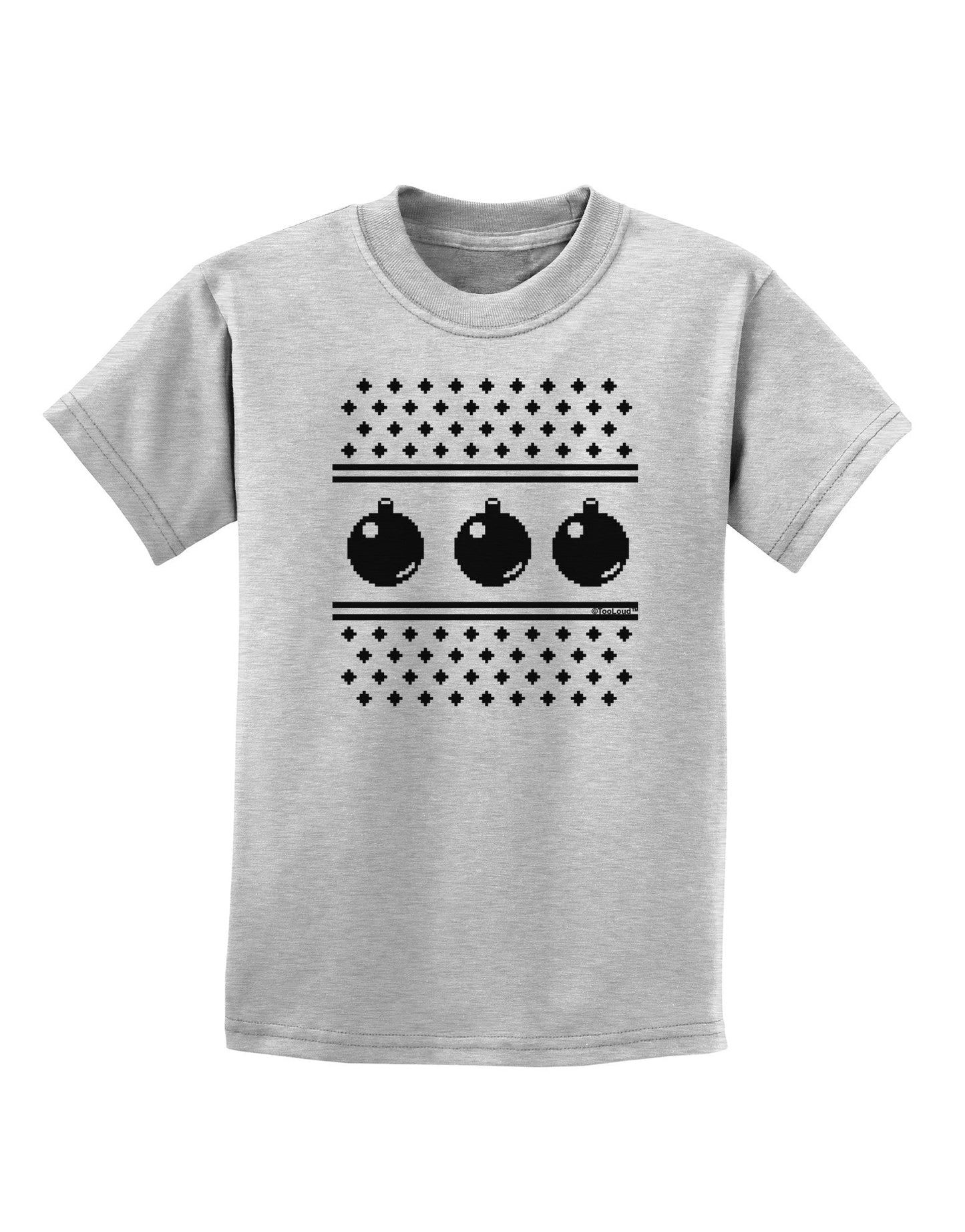 Ugly Sweater Ornaments BnW Childrens T-Shirt-Ornament-TooLoud-AshGray-X-Small-Davson Sales