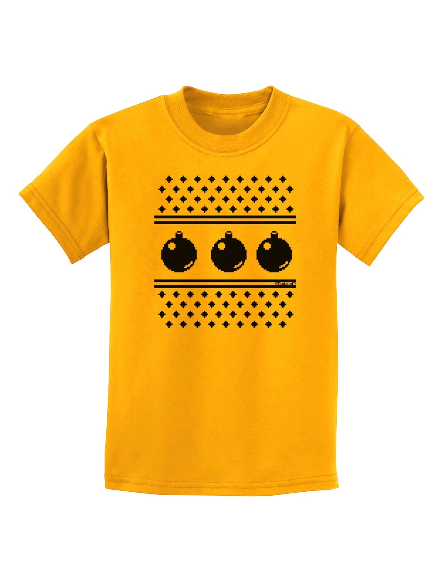 Ugly Sweater Ornaments BnW Childrens T-Shirt-Ornament-TooLoud-Gold-X-Small-Davson Sales